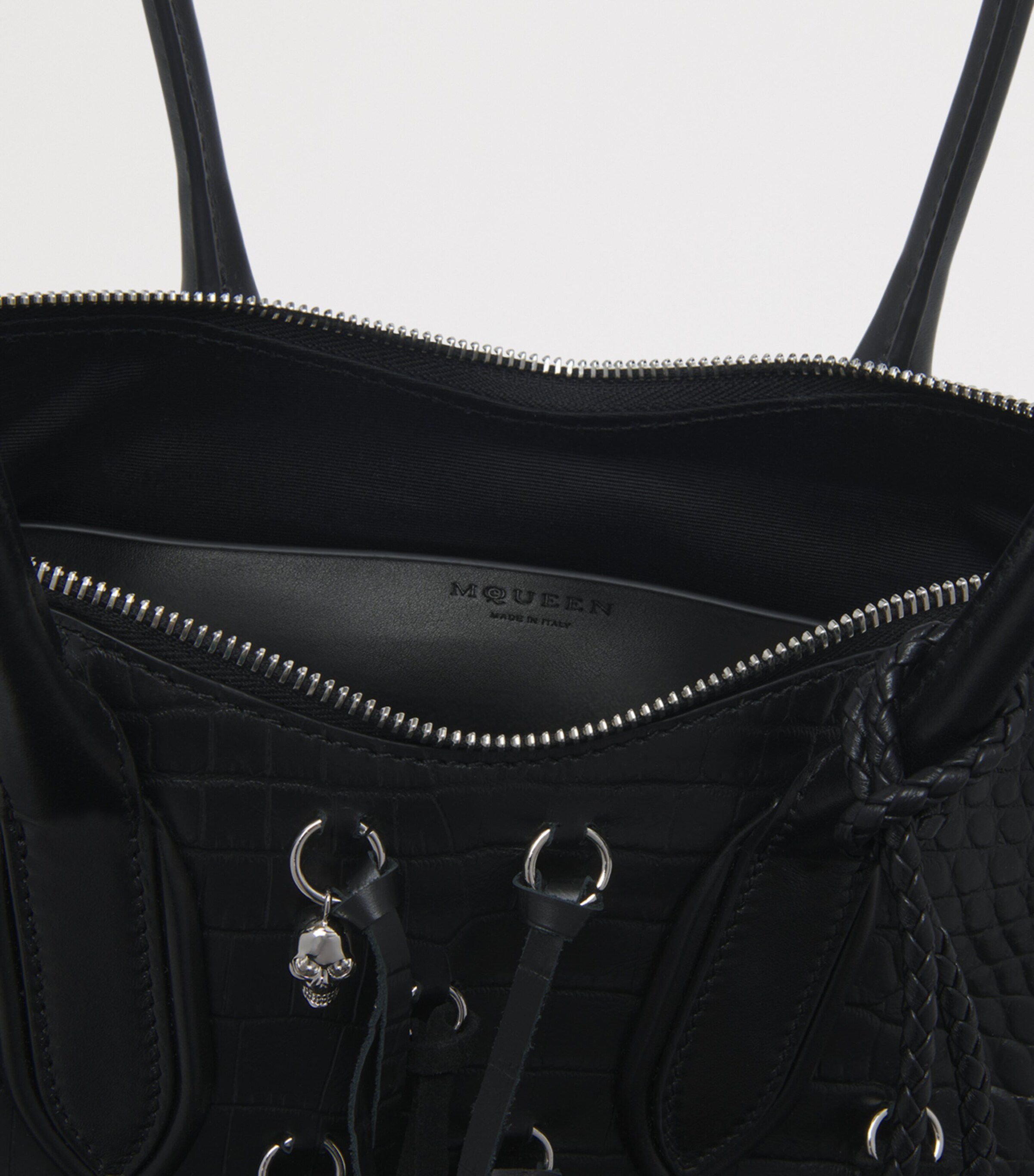 McQueen Fringed Embellished Manta Top-Handle Bag Image 5