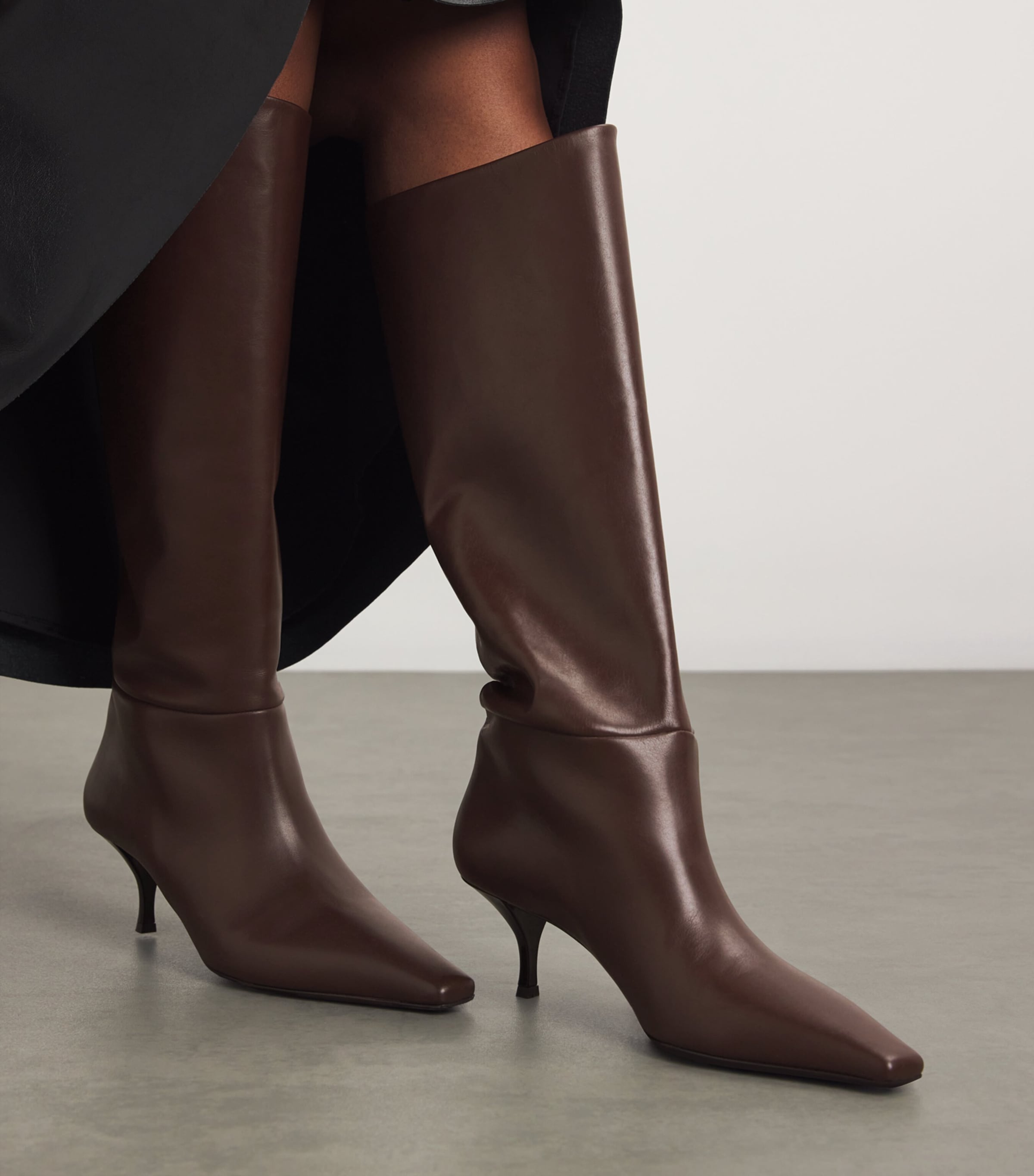 NEOUS Leather Rami Tubo Knee-High Boots 50 Dark Brown Image 2