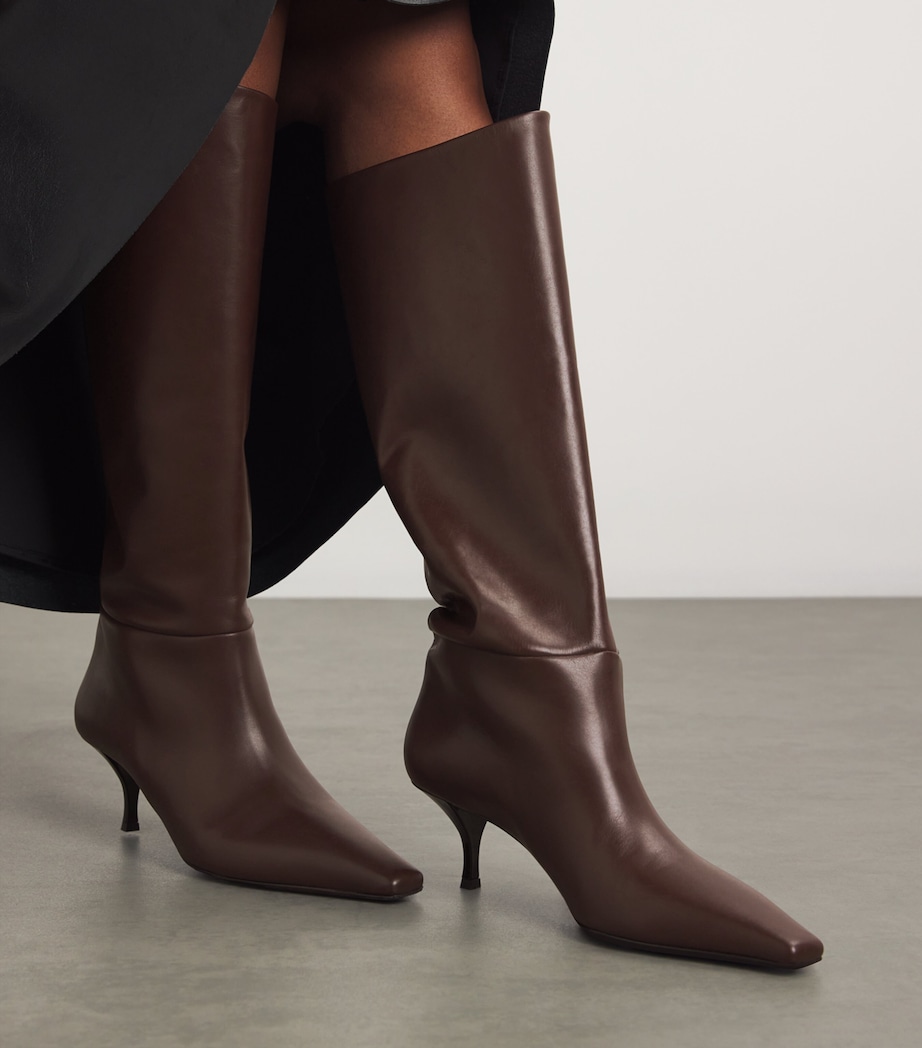 Leather Rami Tubo Knee-High Boots 50 DARK BROWN Image 2