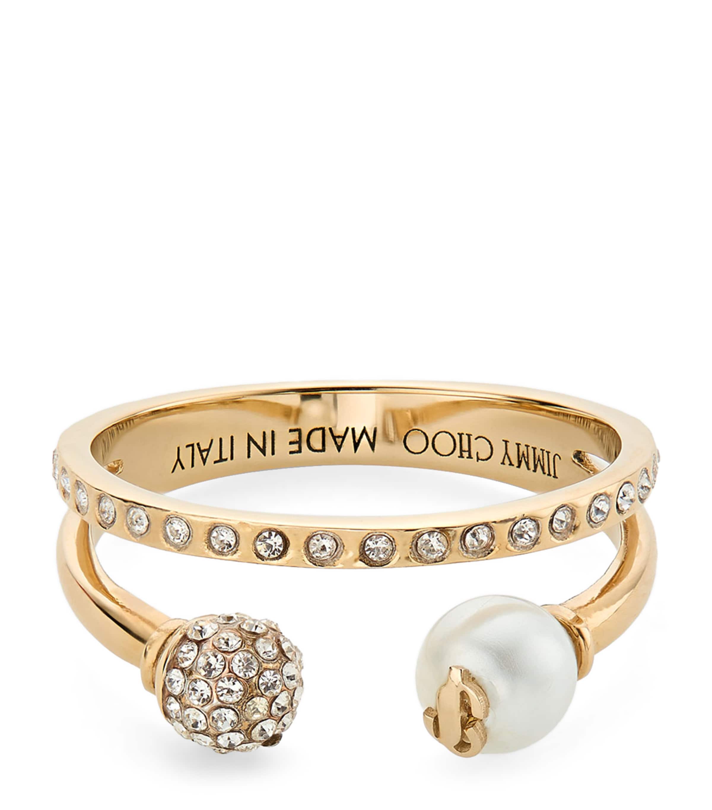 Jimmy Choo Crystal Monogram Double Ring
