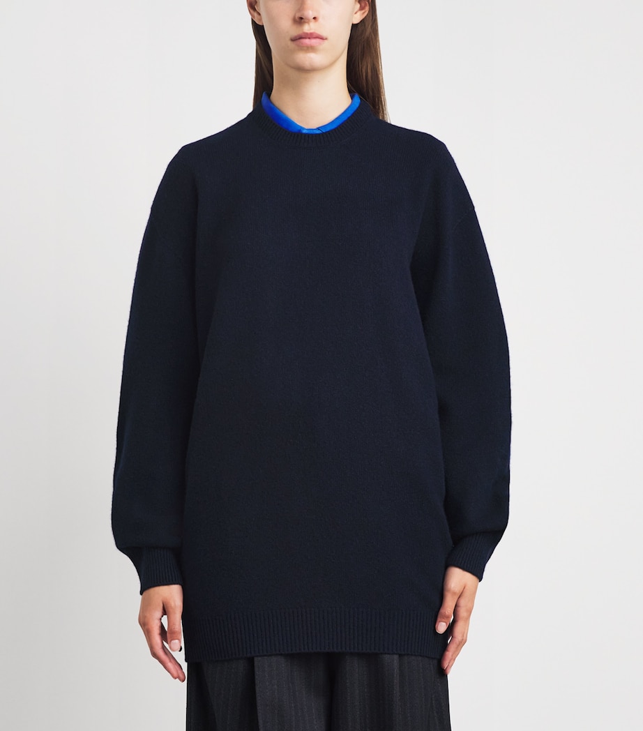 Jil Sander Womens Wool-Cashmere Sweater Ink Image 4