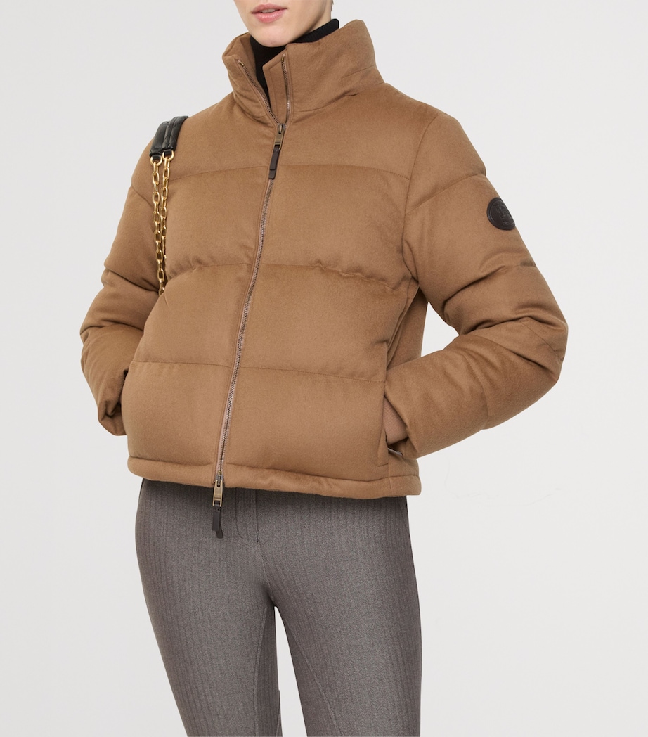 Burberry Womens Cashmere Puffer Jacket Camel Image 2