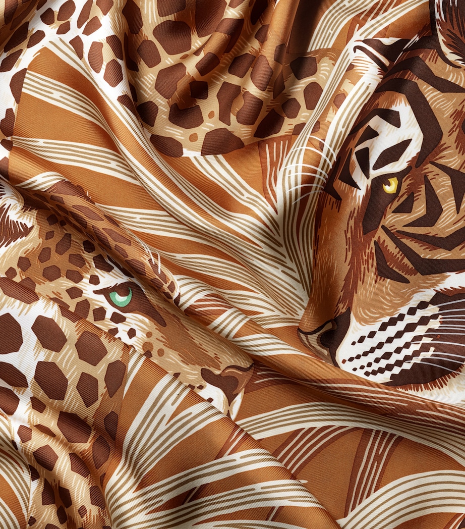 Cartier Silk Panthère and Tigre Square Scarf Neutral Image 4