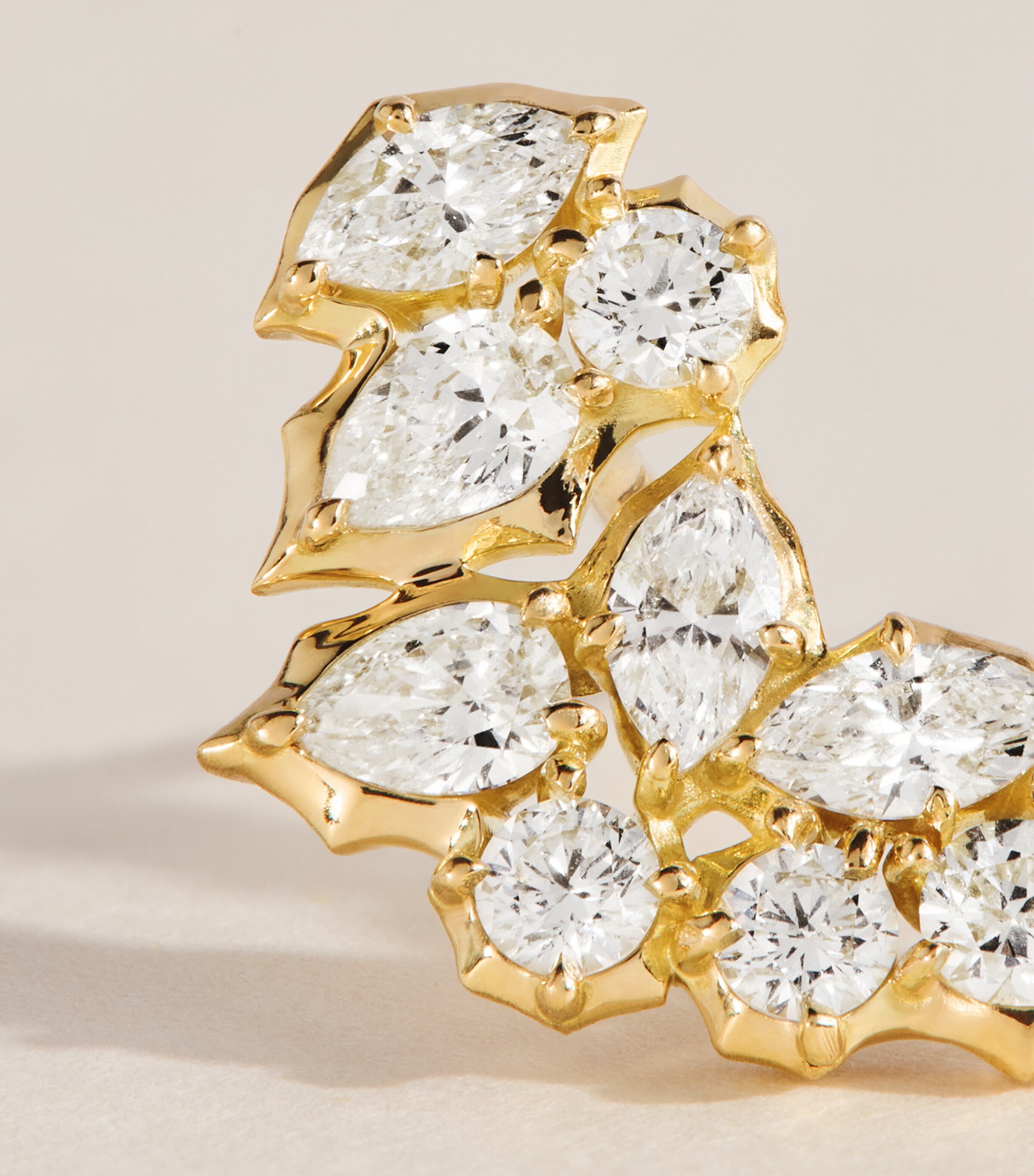 Jade Trau Yellow Gold and Diamond Posey Crescent Earrings Yellow Gold Image 4