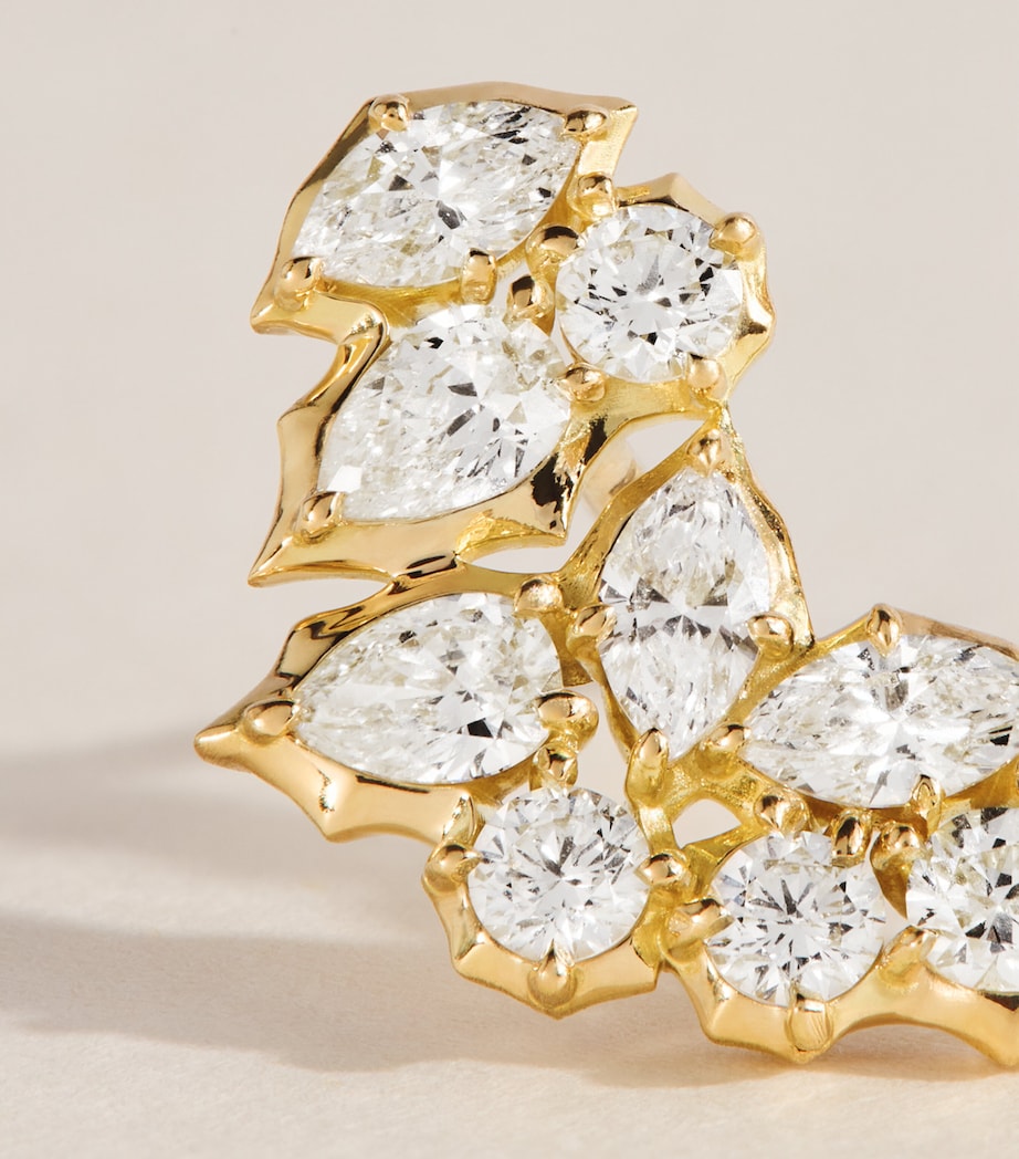 Jade Trau Yellow Gold and Diamond Posey Crescent Earrings Yellow Gold Image 4