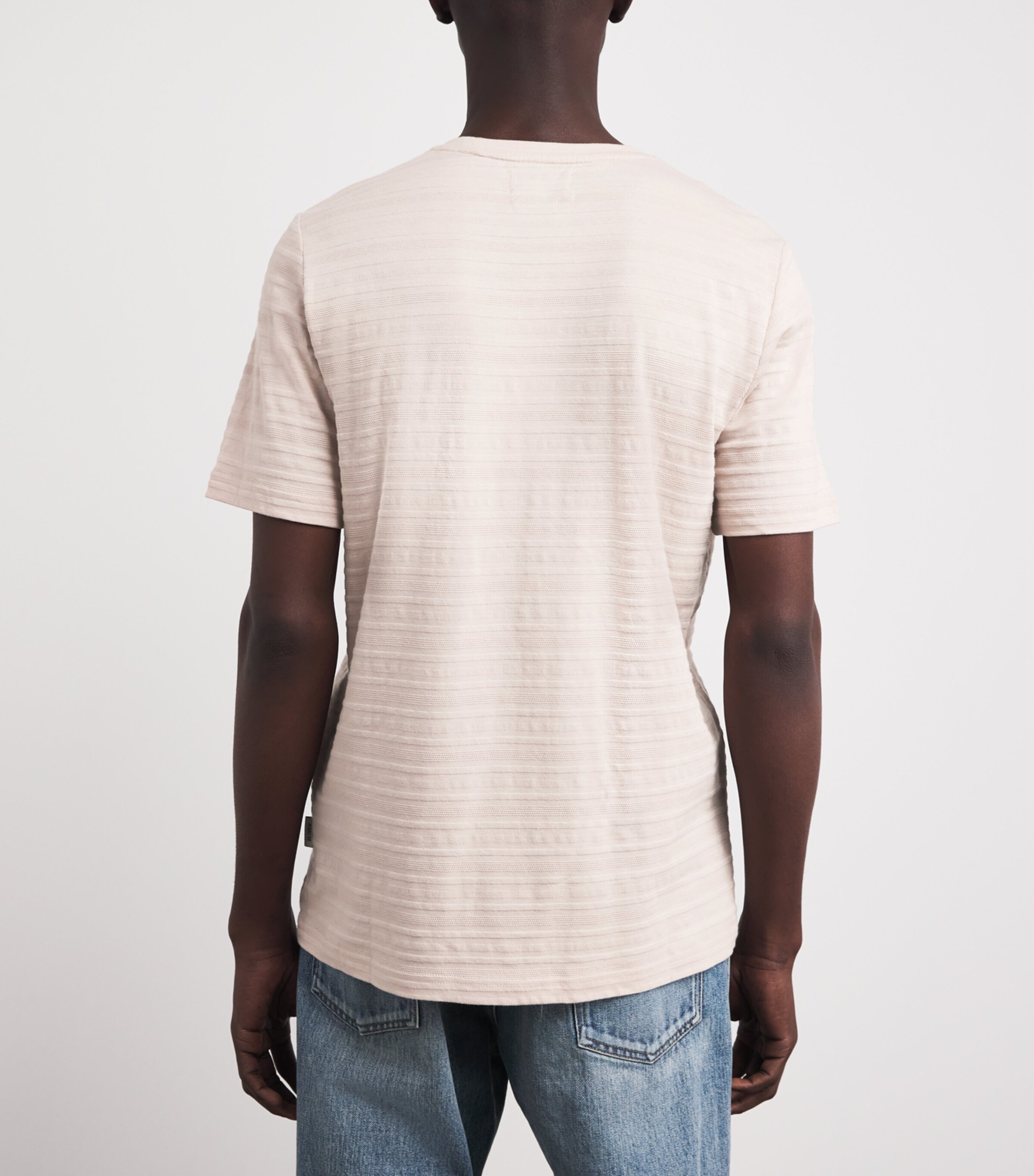 Oliver Spencer Mens Organic Cotton Jacquard T-Shirt Pink Image 5