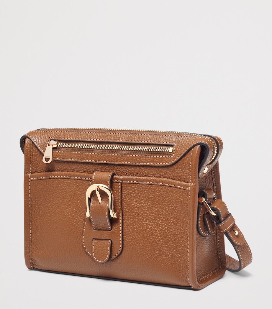Aspinal Of London Small Leather Bella Cross-Body Satchel Tan Image 2
