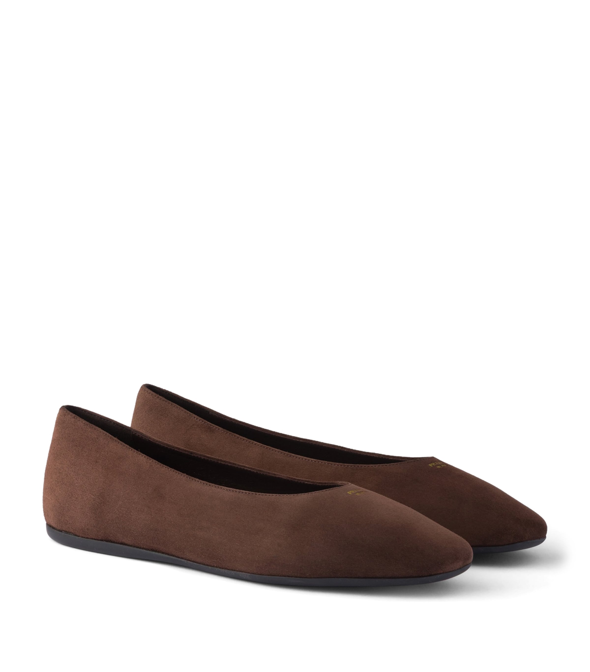 Prada Suede Logo Ballet Flats Brown Image 1