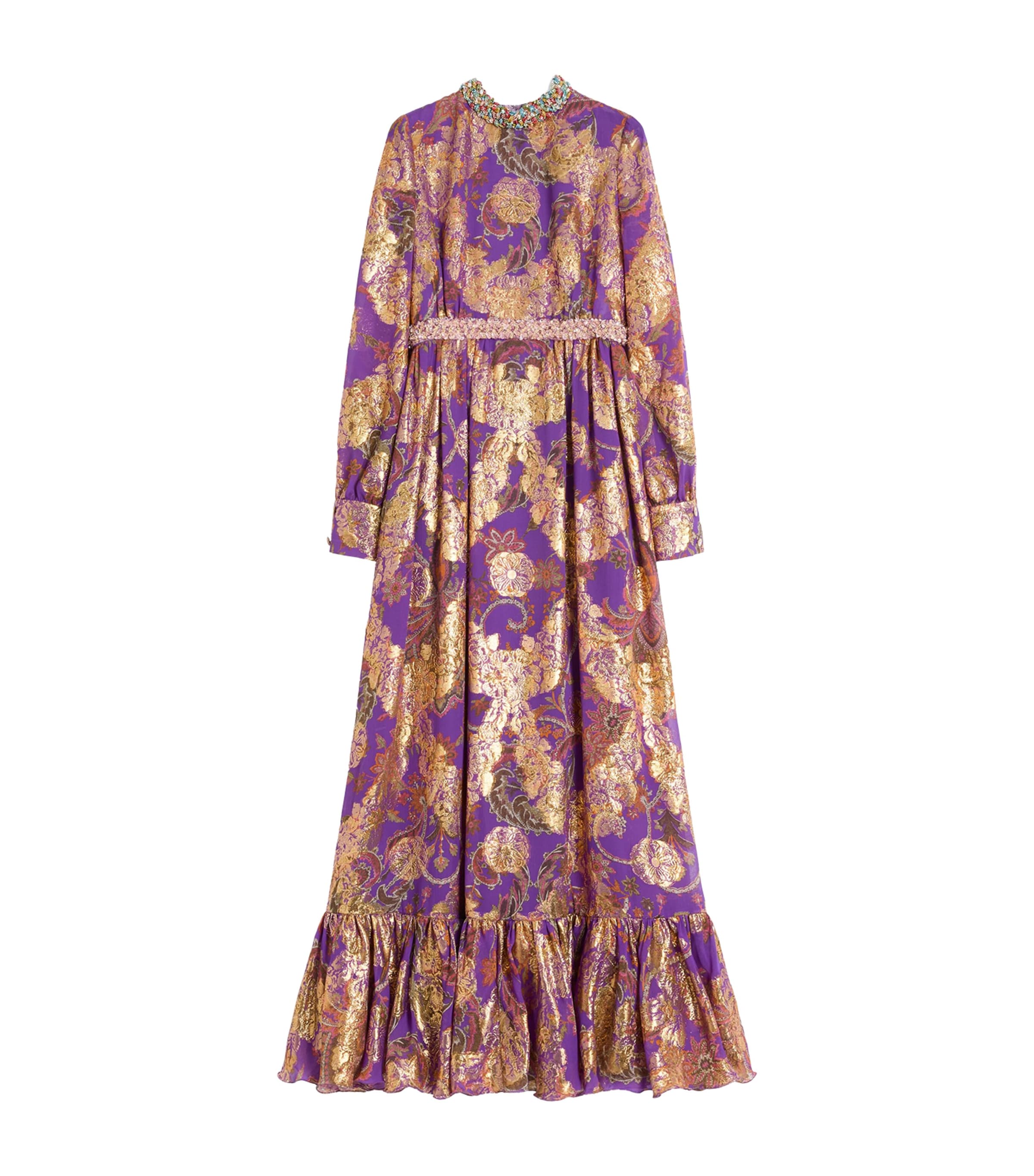 Valentino Apres L'hiver Embroidered Maxi Dress In Purple