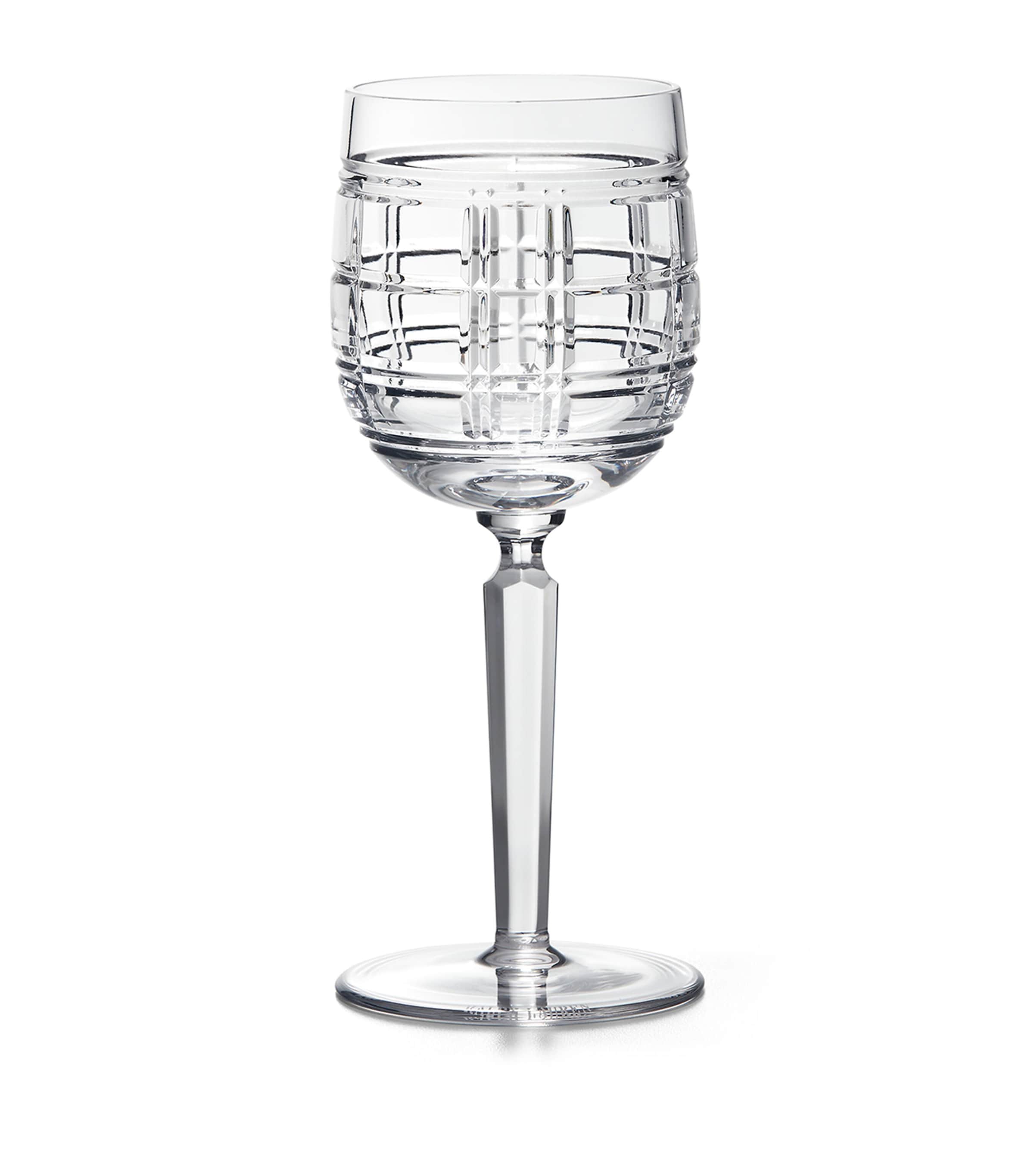 Ralph Lauren Home Hudson Plaid White Wine Glass | Dining | Glassware | Wine Glasses | Designers | Ralph Lauren | Ralph Lauren Home