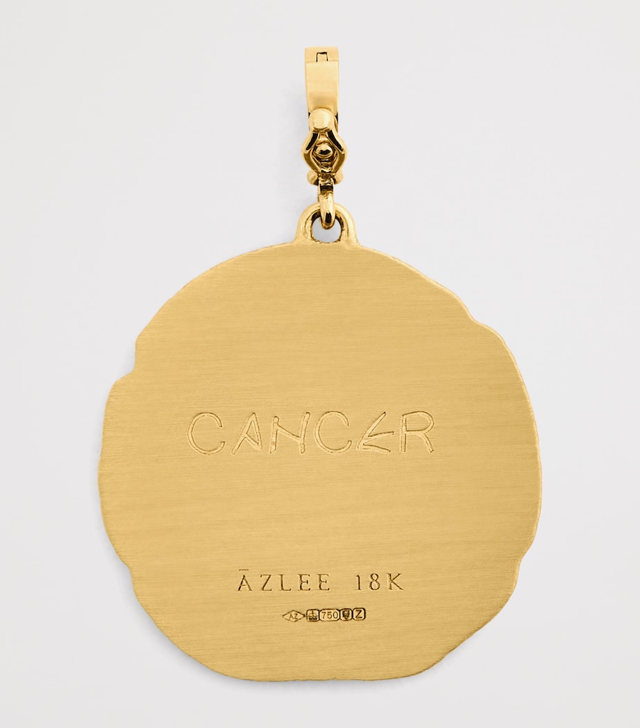 Large Yellow Gold and Diamond Cancer Coin Charm YELLOW GOLD Image 3