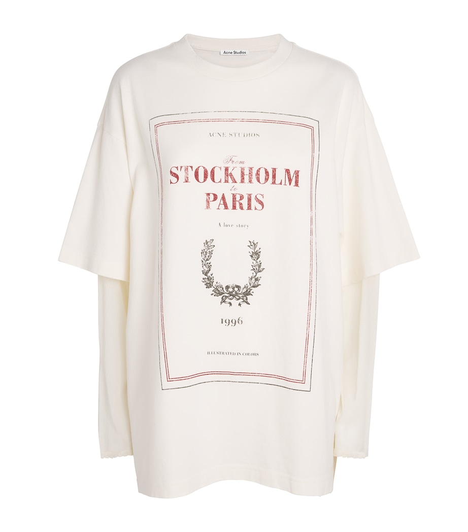 Cotton Printed Layered T-Shirt OFF WHITE Image 1