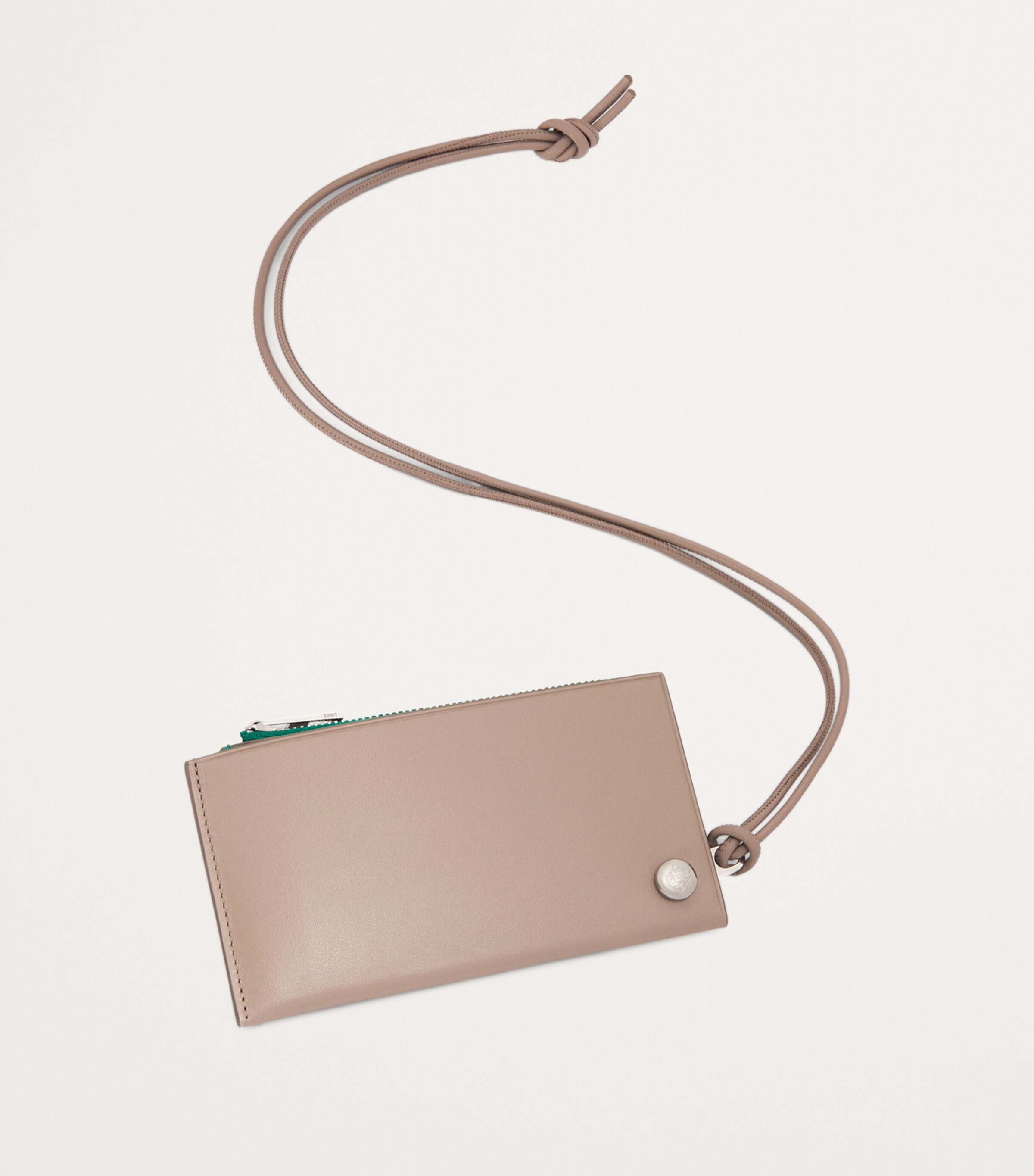 Leather Pebble Slider Coin Card Holder SAND/TROPICAL GREEN Image 4