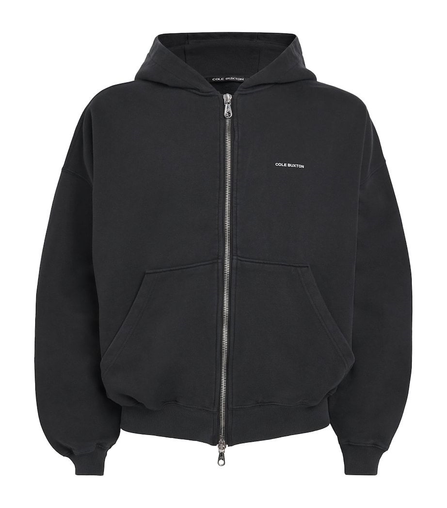 Cotton Mini Logo Zip-Up Hoodie VINTAGE BLACK 001 Image 1