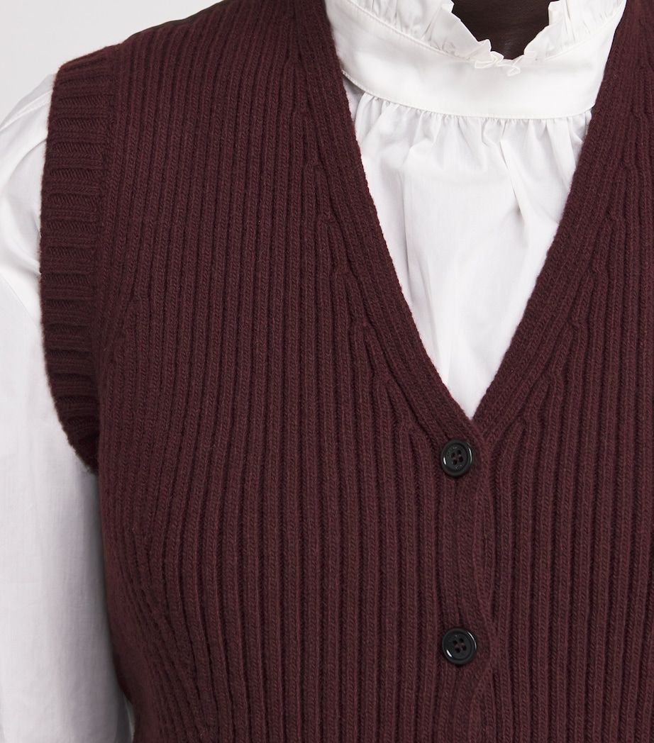 Wool-Blend Knit Waistcoat CHERRY Image 6