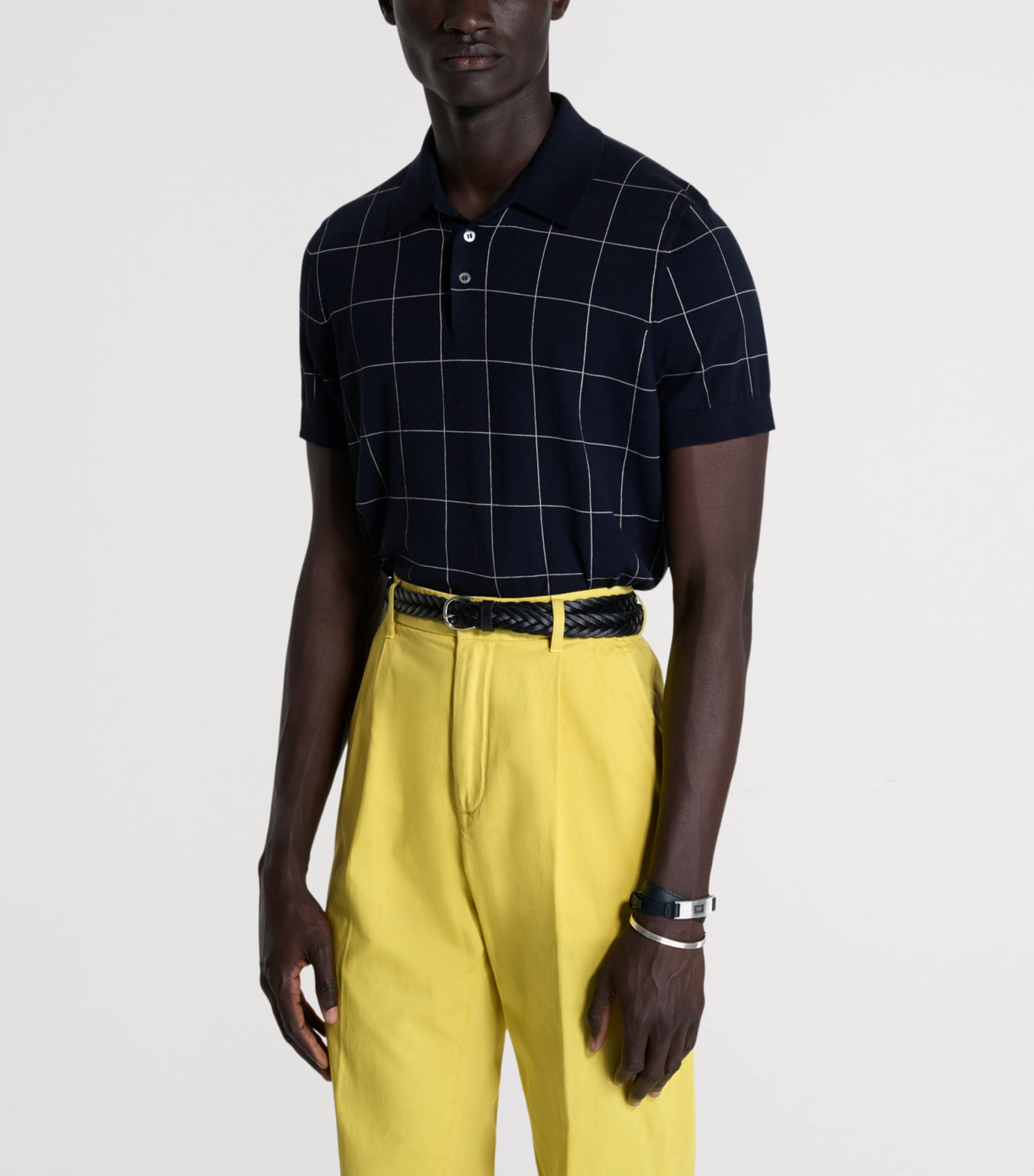 Dunhill Mens Cotton-Mulberry Silk Polo Shirt Navy Image 4