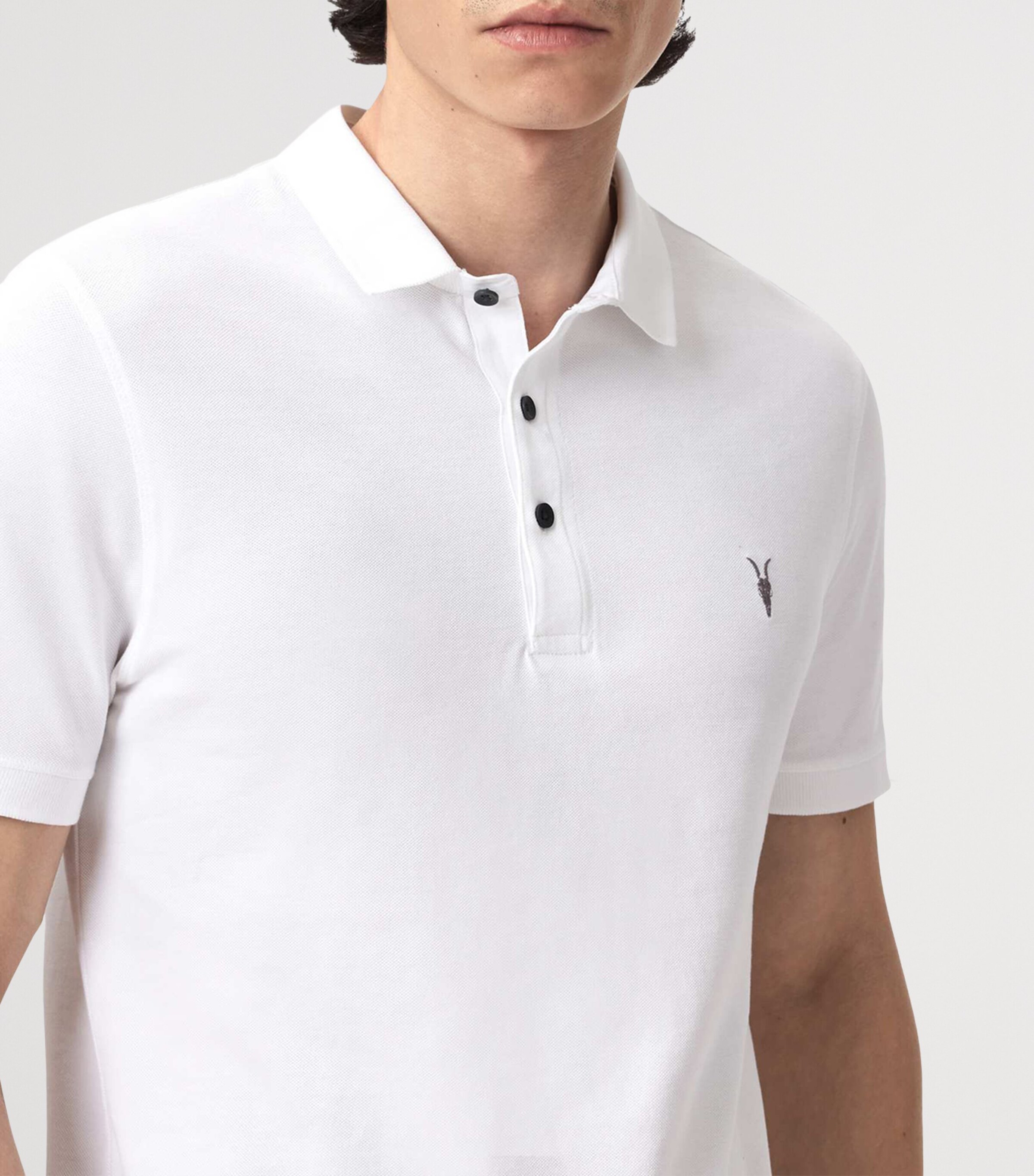 AllSaints Mens Organic Cotton Reform Polo Shirts (Set of 2) White/pitch Green Image 6