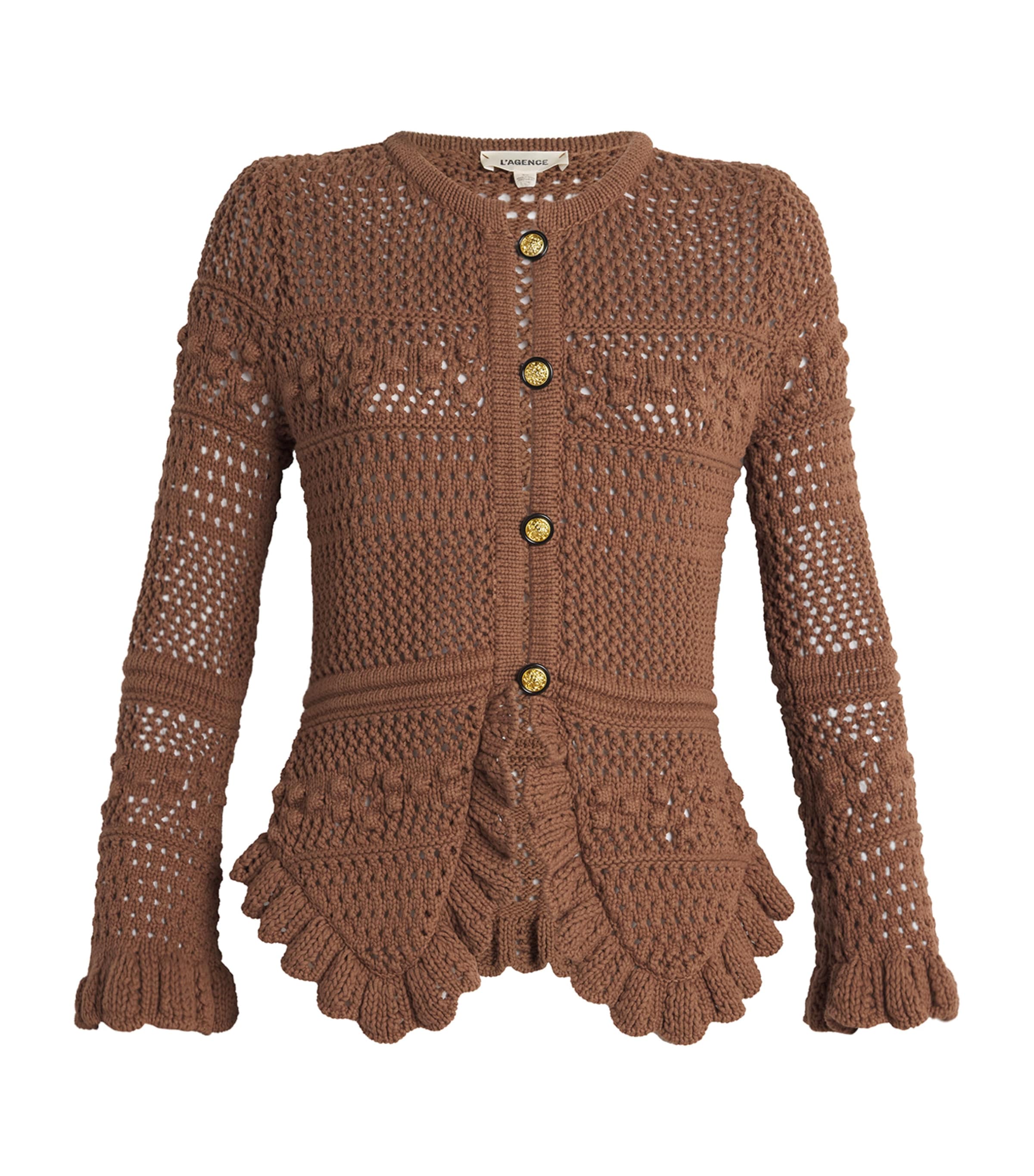 L Agence Open-stitch Kiva Cardigan In Brown