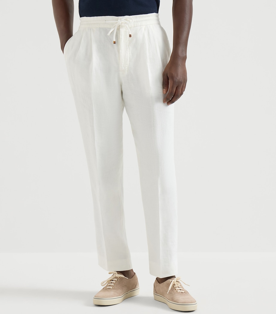 Brunello Cucinelli Mens Linen Gabardine Drawstring Trousers Image 3