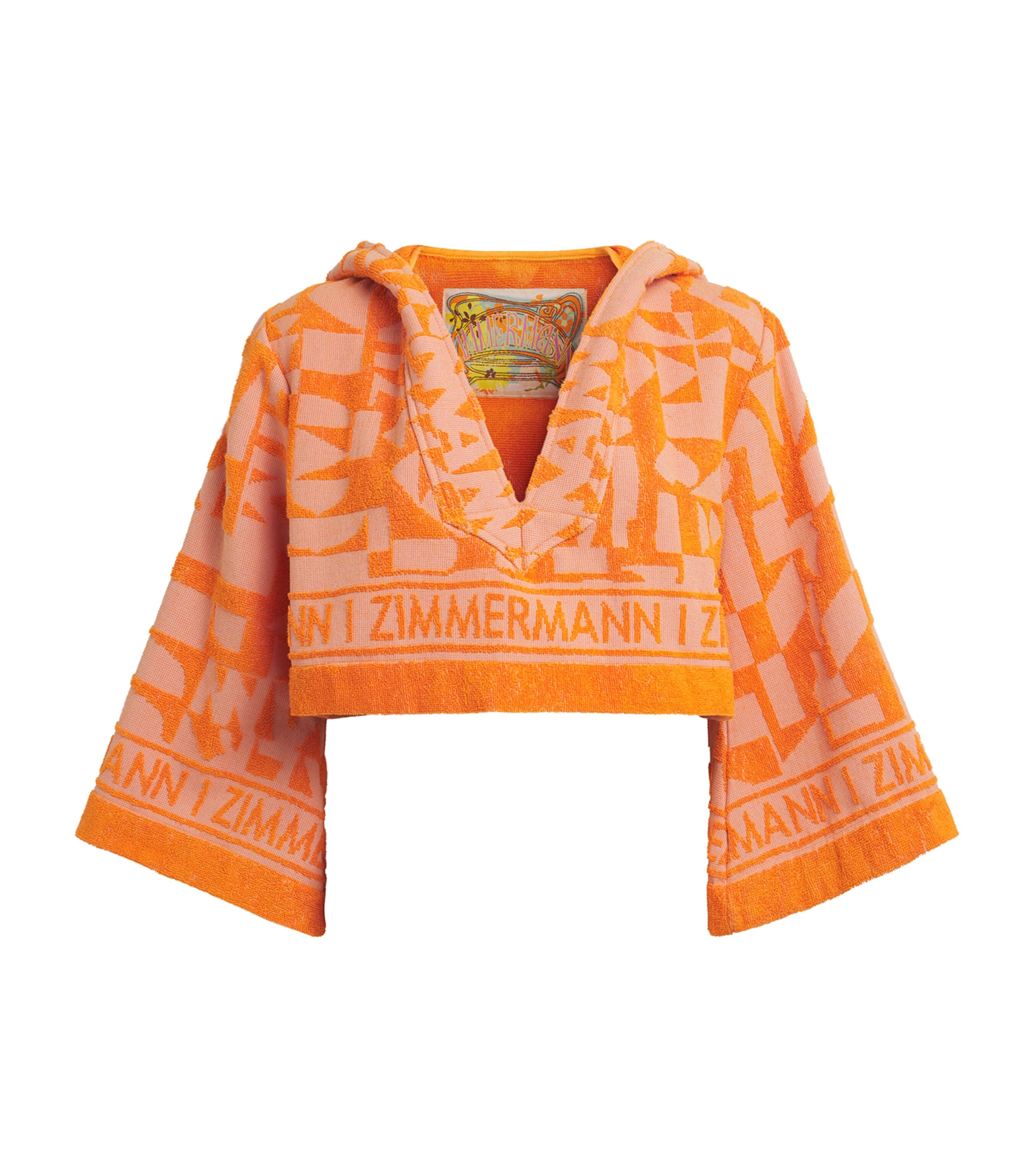 Zimmermann Womens Terry Solstice Crop Top Orange Pink Image 1