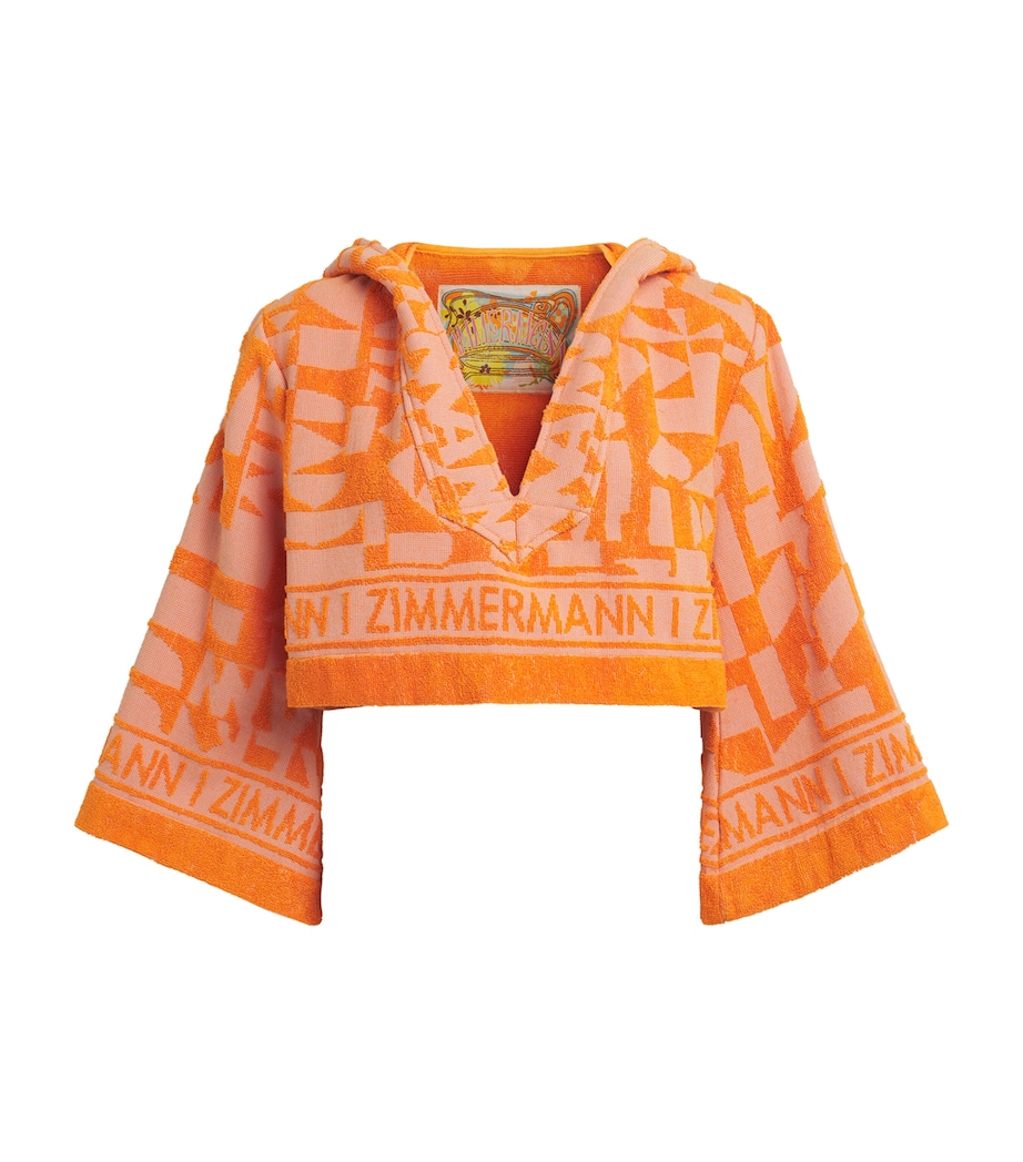 Zimmermann Womens Terry Solstice Crop Top Orange Pink Image 1