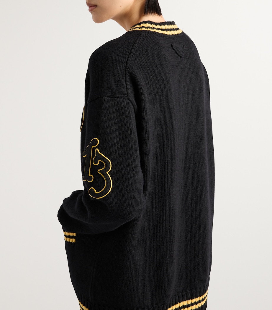 Prada Womens Wool-Cashmere Varsity Cardigan Image 1