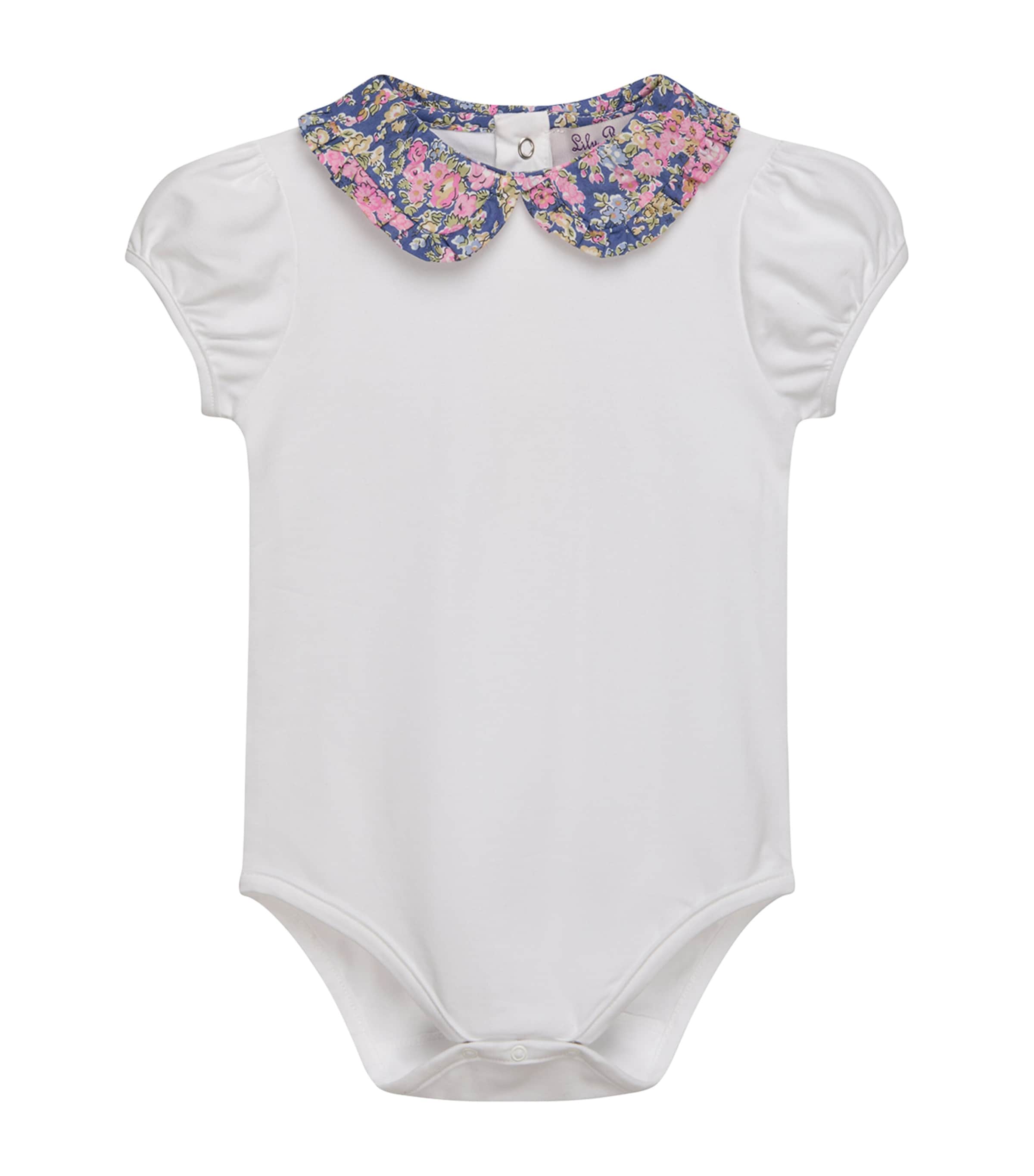 Trotters Stretch-Cotton Liberty Print Collar Bodysuit (6-24 Months) White Image 1