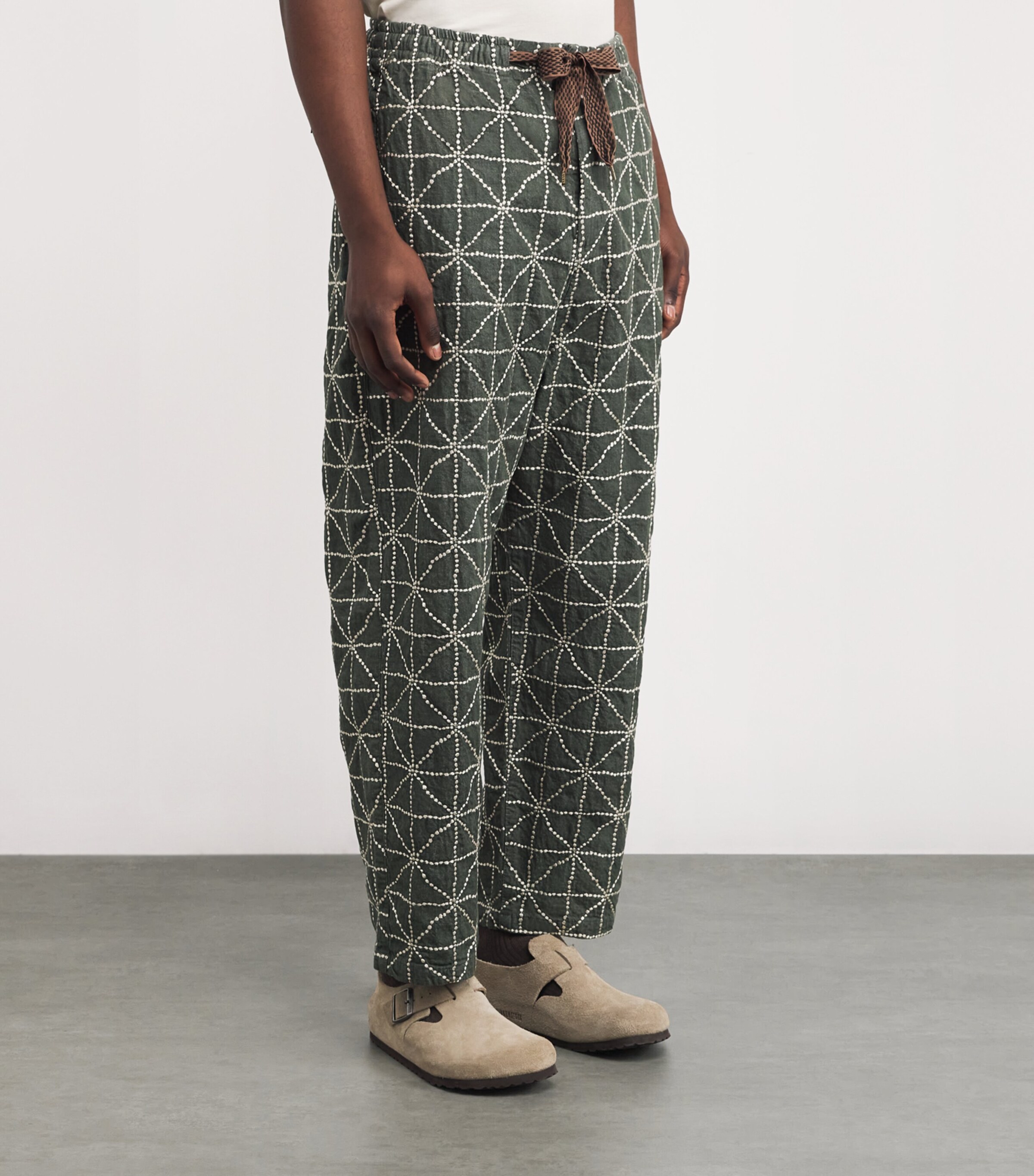 Embroidered Folk Dojo Straight Trousers GREEN Image 3