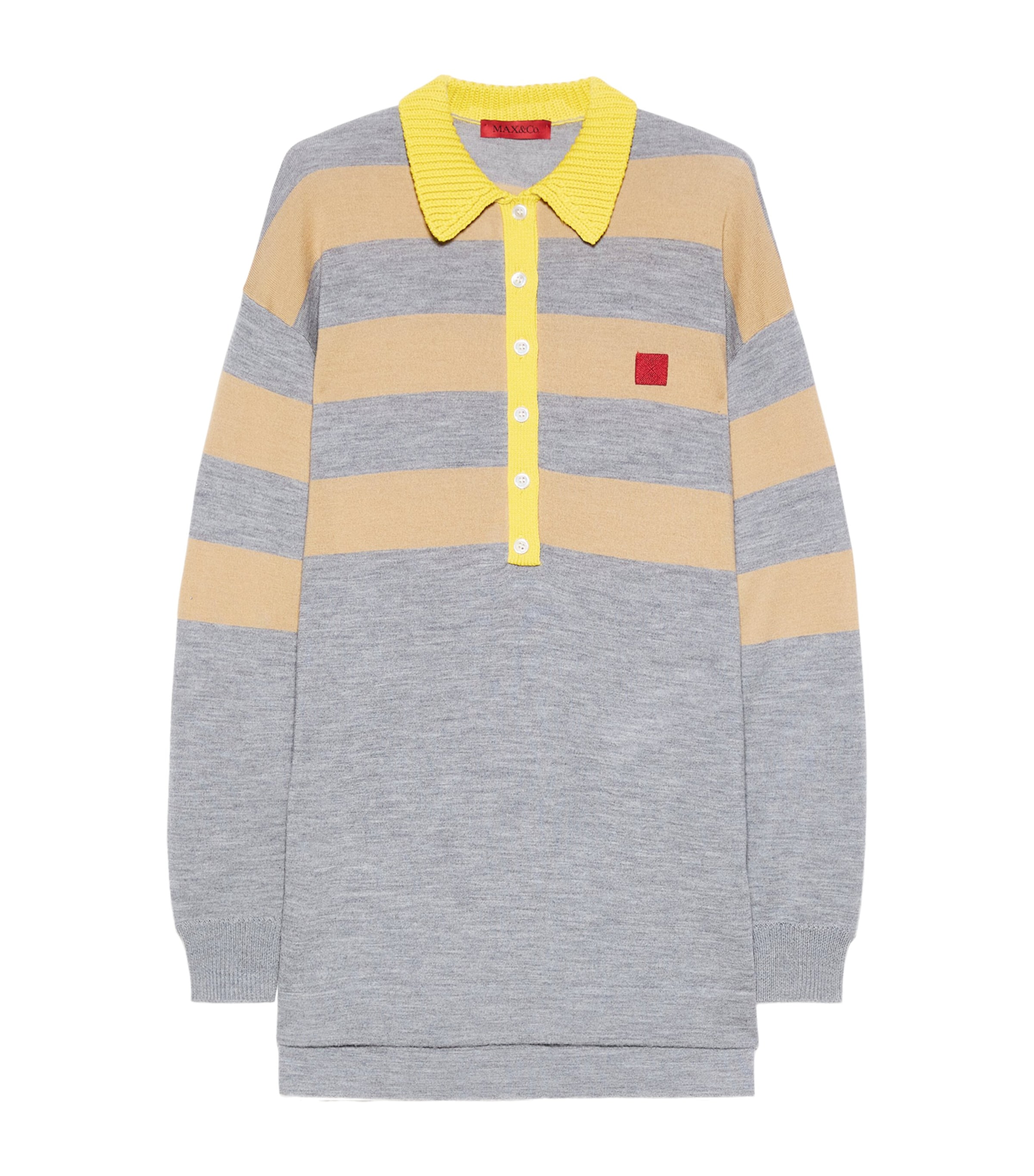 Max & Co . Virgin Wool Striped Sweater In Gray