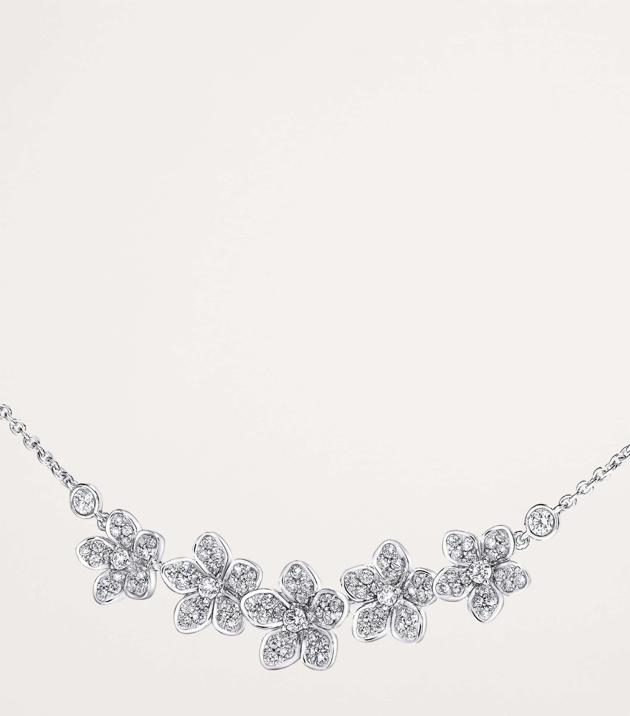 White Gold and Diamond Wild Flower Necklace WHITE GOLD Image 3