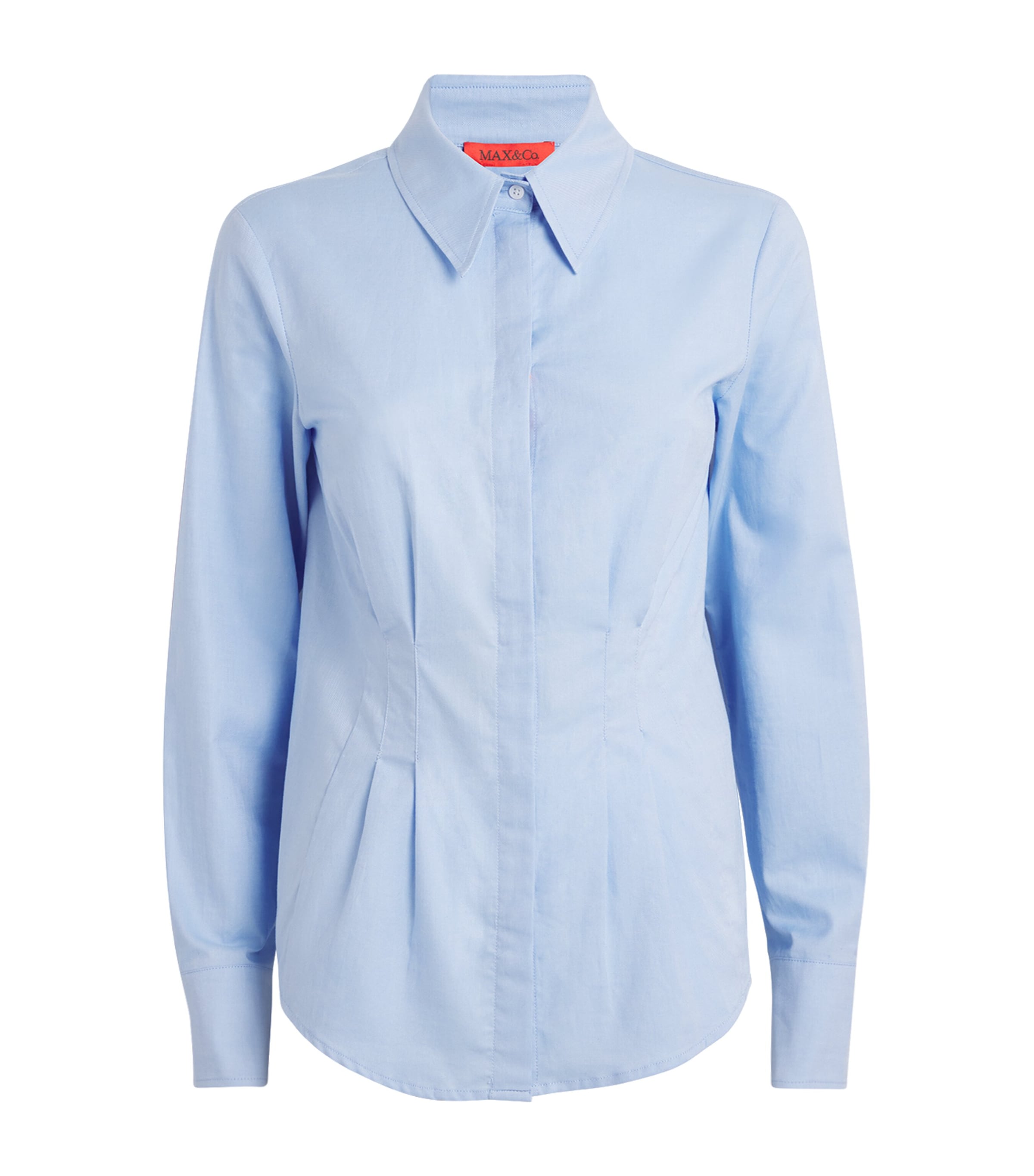 Max & Co Crepe Collared Blouse In Blue