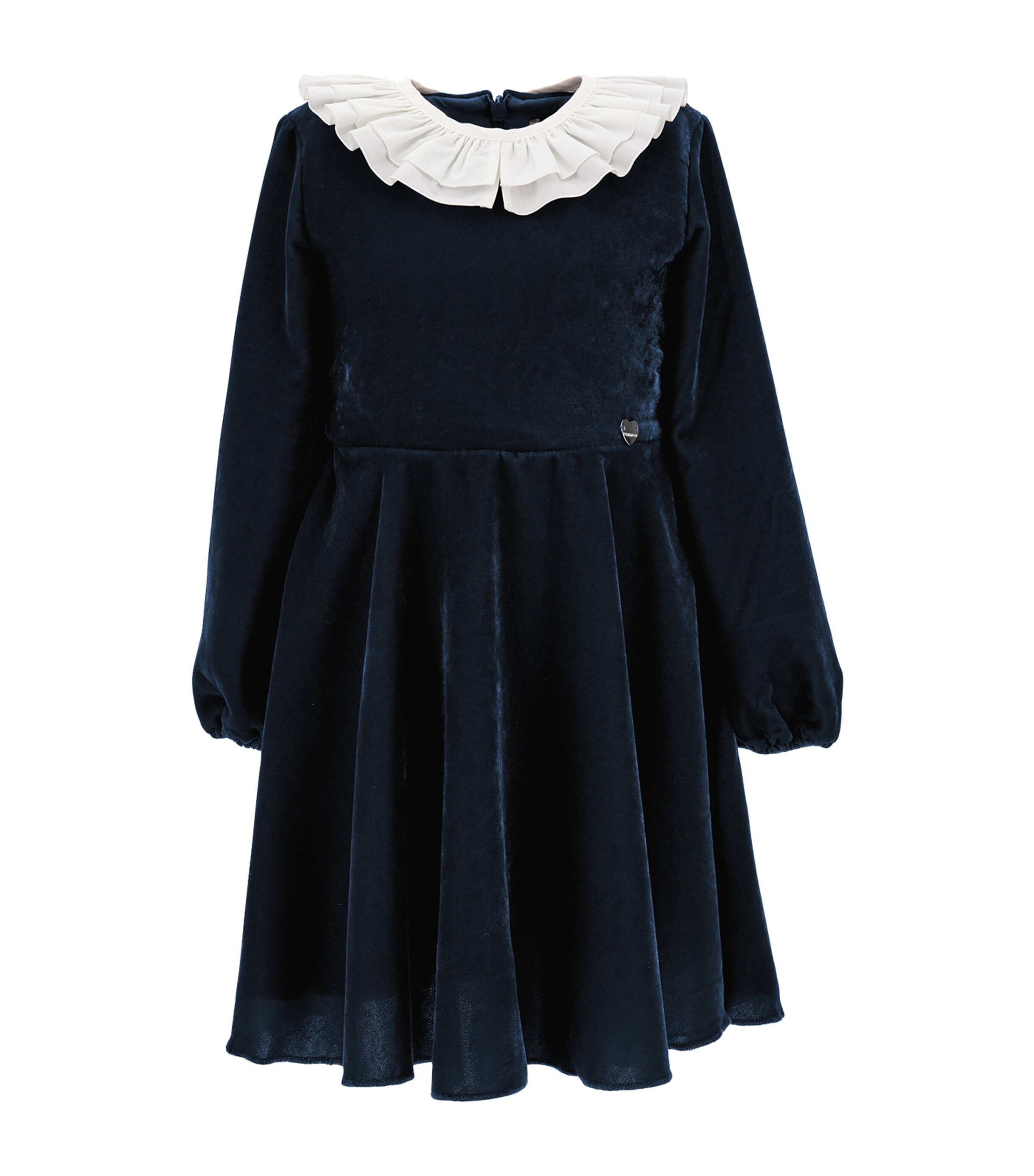 Monnalisa Smooth Velvet Godet Dress In Navy