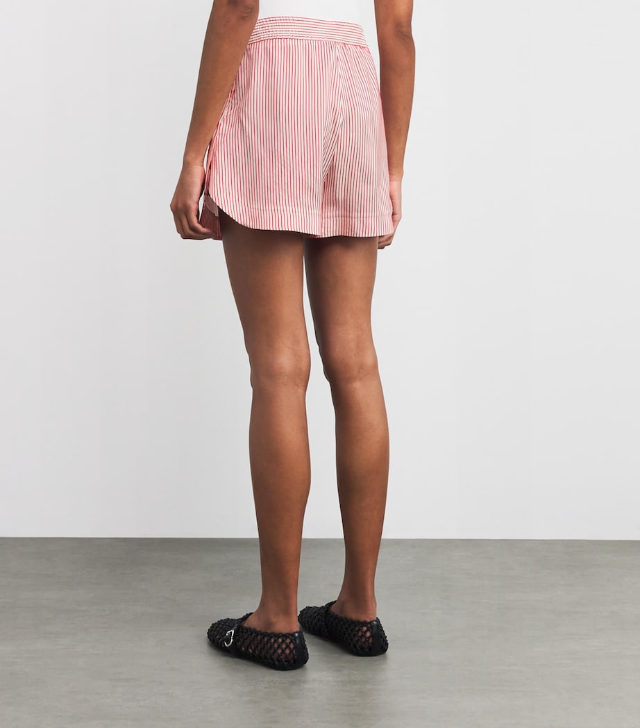 Silk Stripe Monogram Shorts 8555 WHITE/RED Image 4