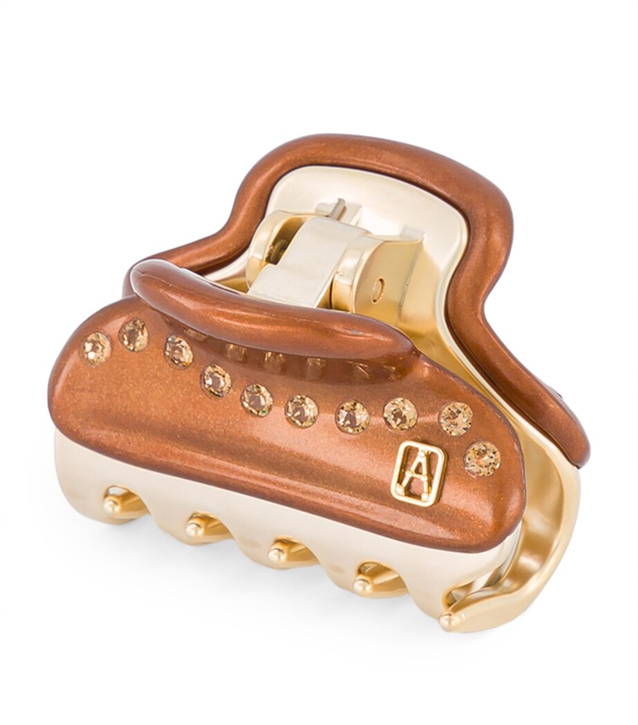 Alexandre de Paris Gold-Plated Crystal-Embellished Claw Hair Clip Pail Brun/or Image 2