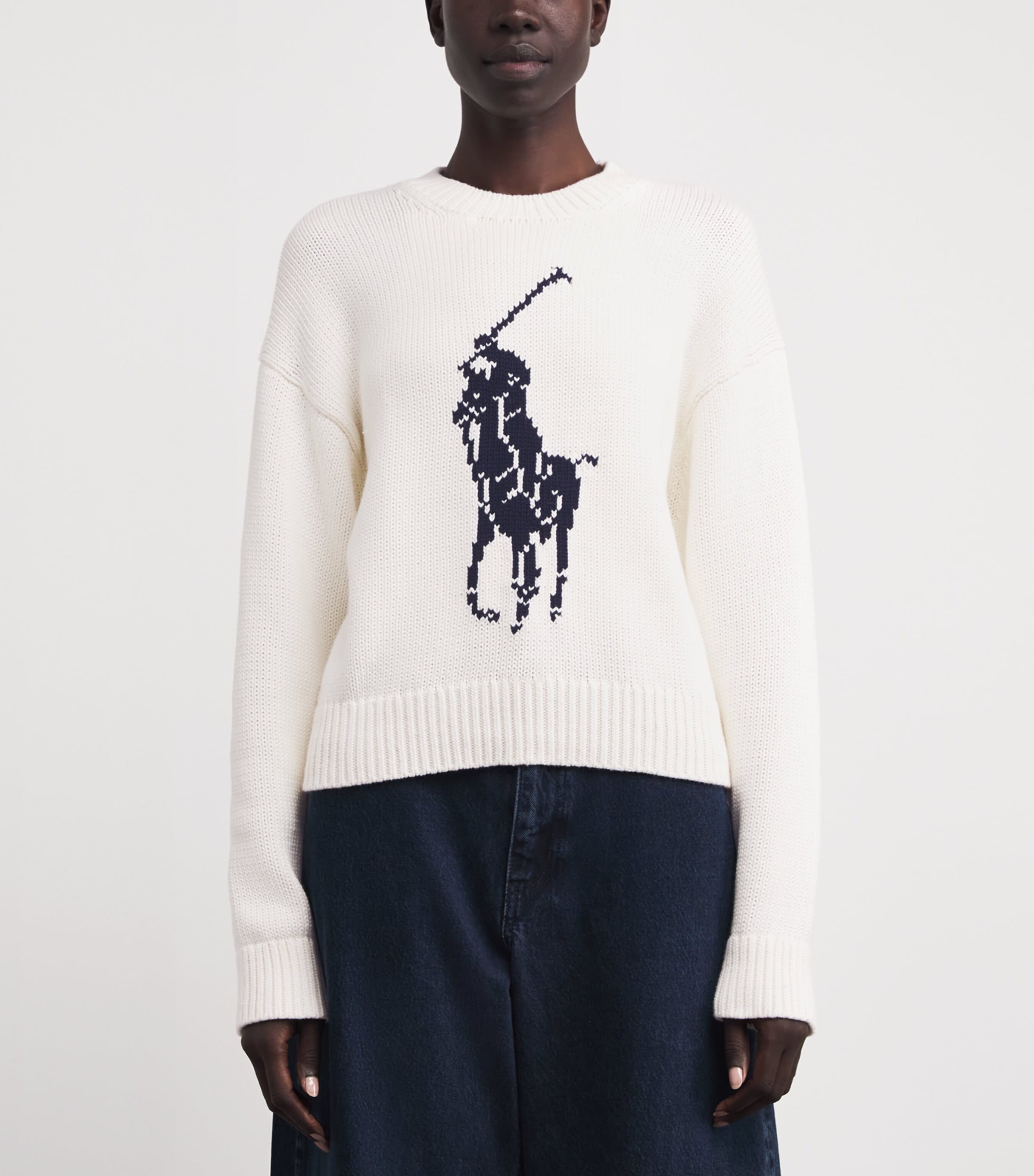 Jacquard Polo Pony Sweater WHITE Image 3