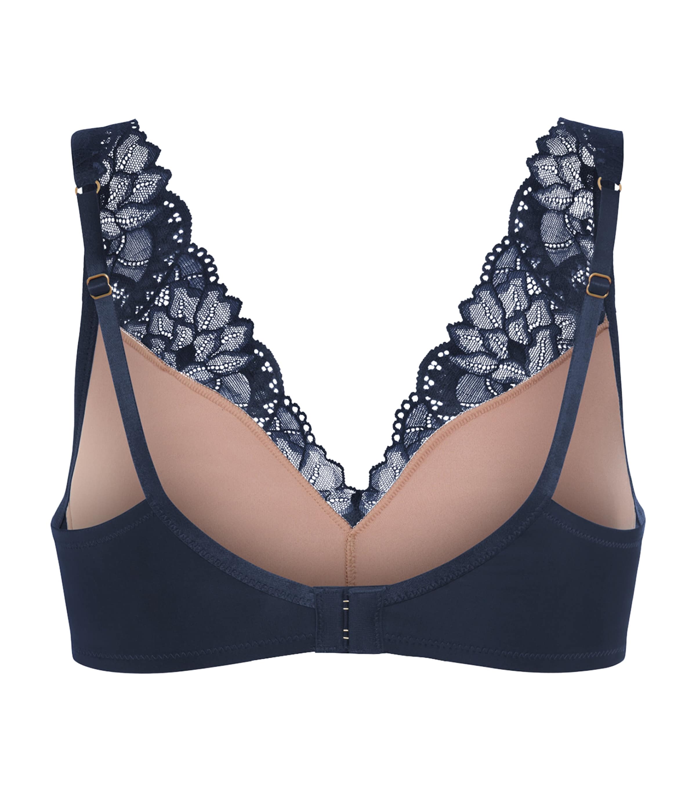 Hanro Womens Stretch-Lace Lightly Padded Bra Deep Navy Image 3