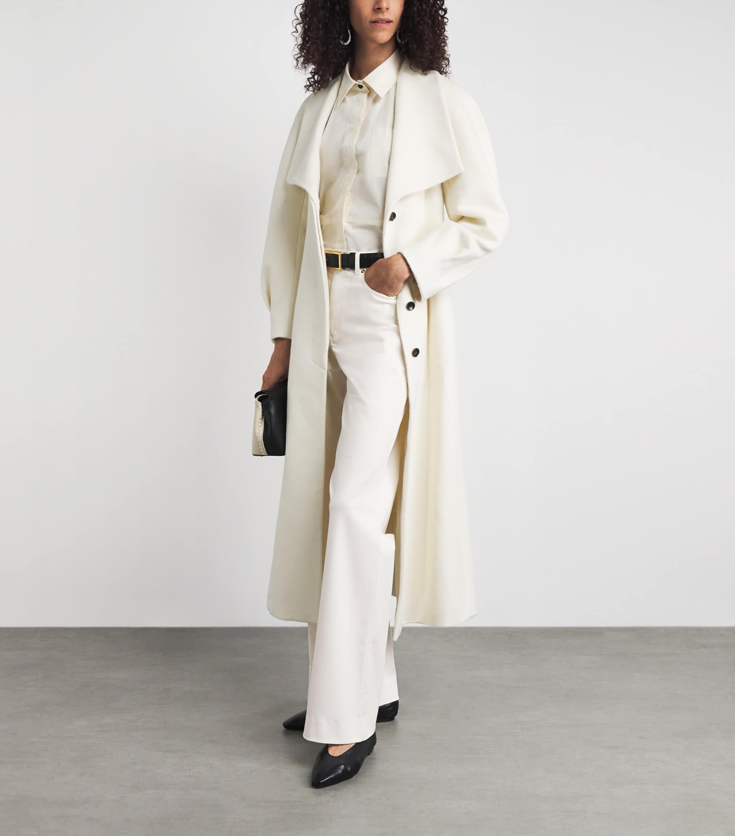 RETORI Womens Stretch-Cotton Gabardine Straight Trousers White Image 2