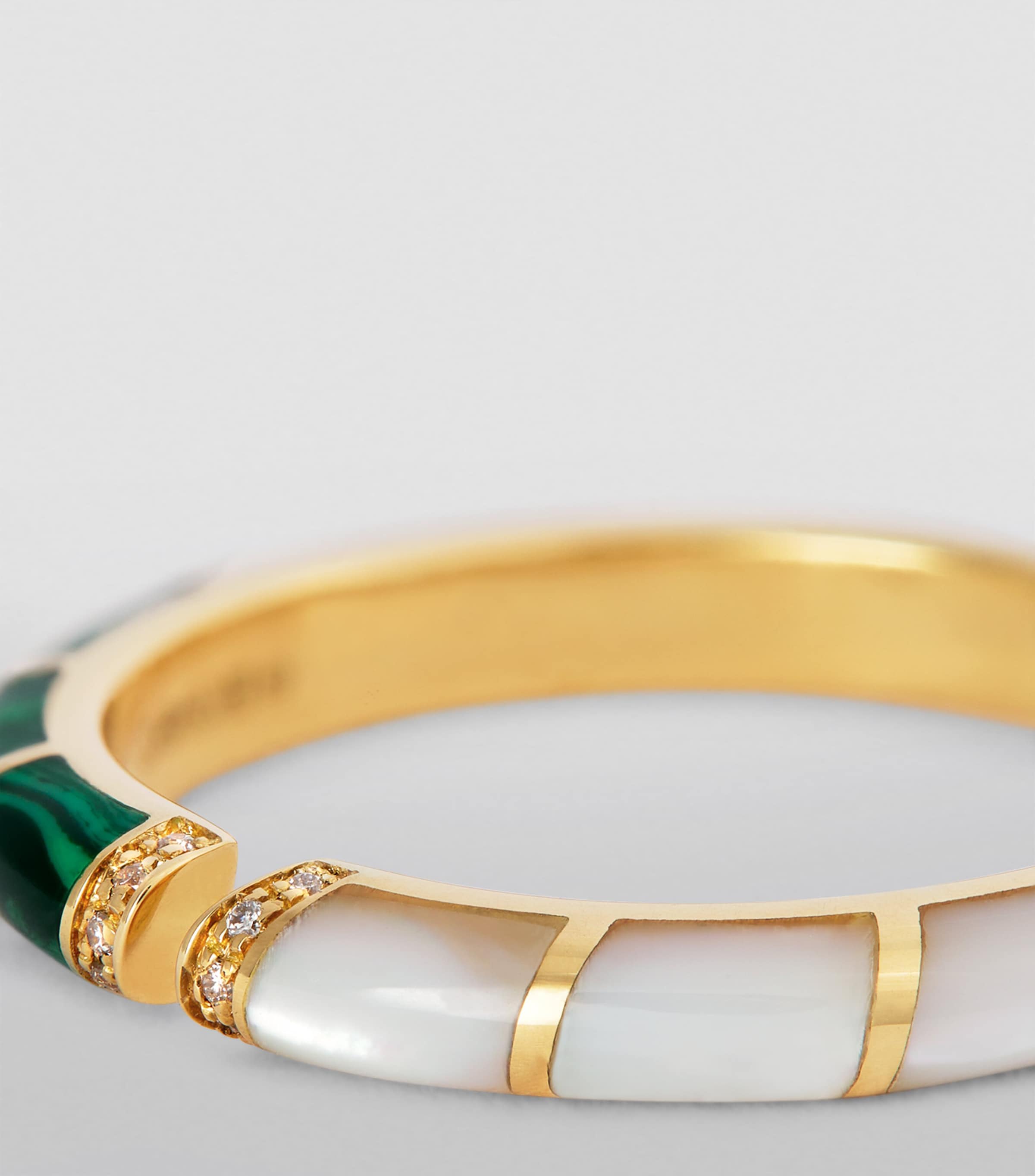 Yellow Gold, Diamond, Malachite and Mother-of-Pearl Psychedeliah Ring YELLOW GOLD Image 6