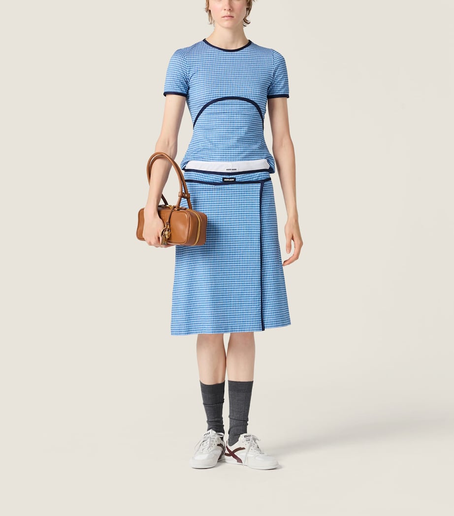 Miu Miu Womens Jersey Wrap-Around Mini Skirt Image 2