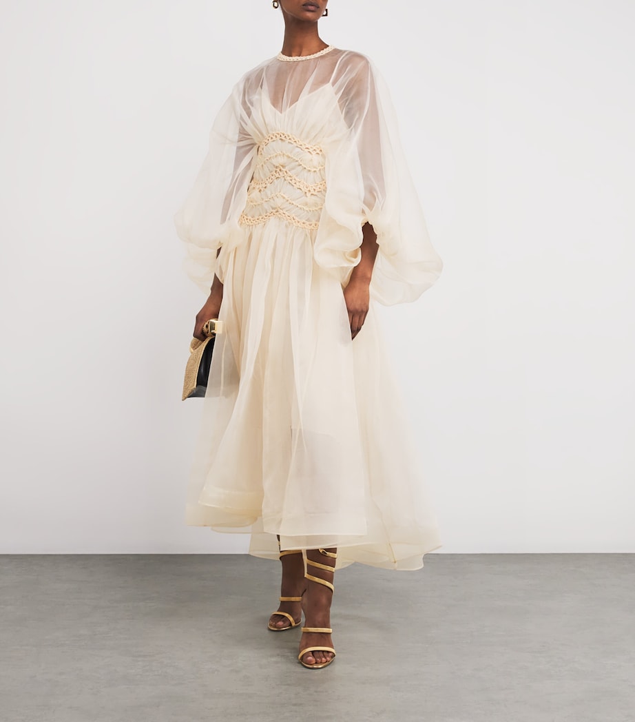 Zimmermann Womens Silk Macrame Maxi Dress Cream Image 2