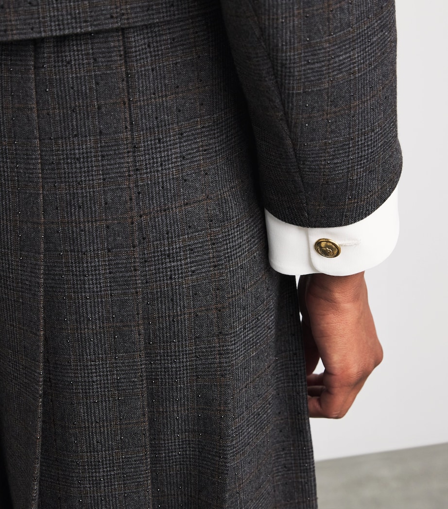 Checked Rhinestone-Embellished Jacket GREY / BROWN Image 6