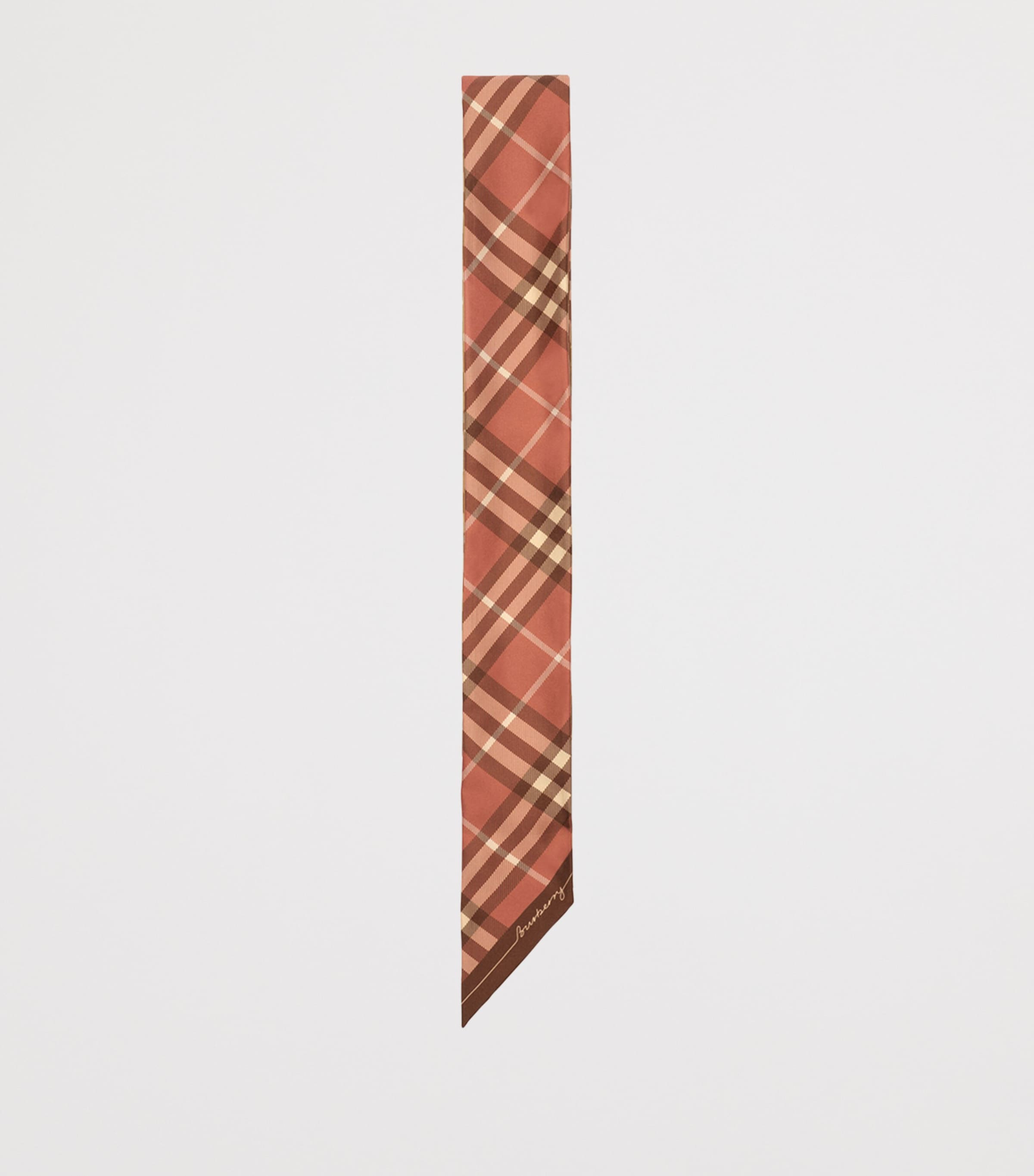 Burberry Silk Contrast Check Skinny Scarf Finch/clay Image 4