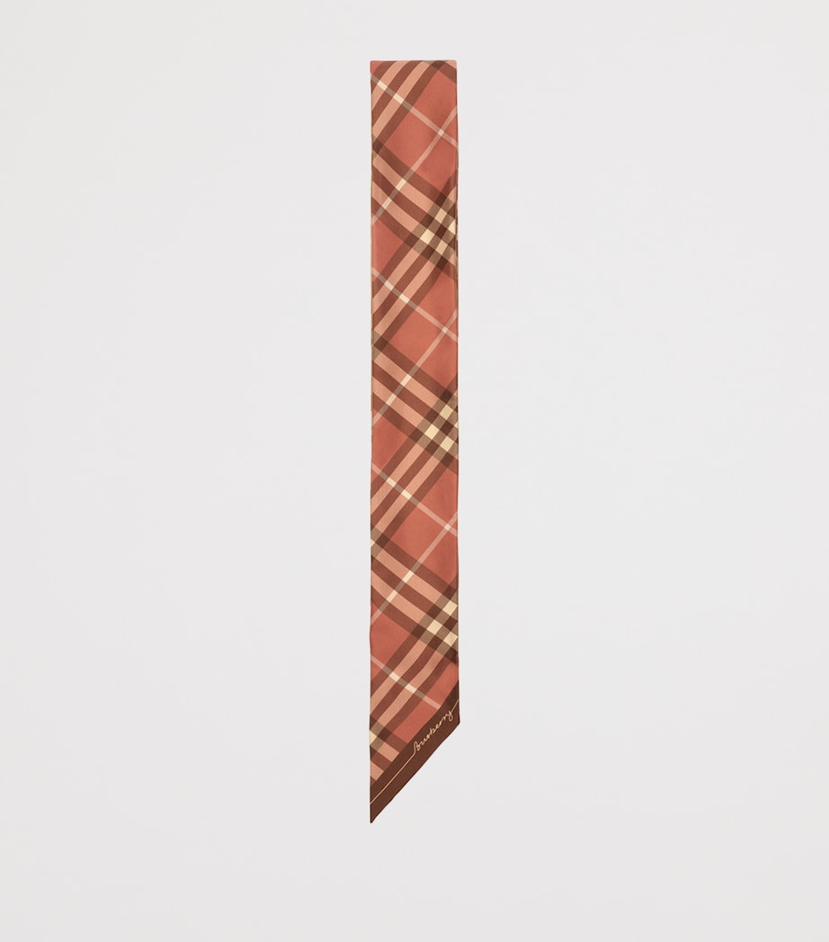 Burberry Silk Contrast Check Skinny Scarf Finch/clay Image 4