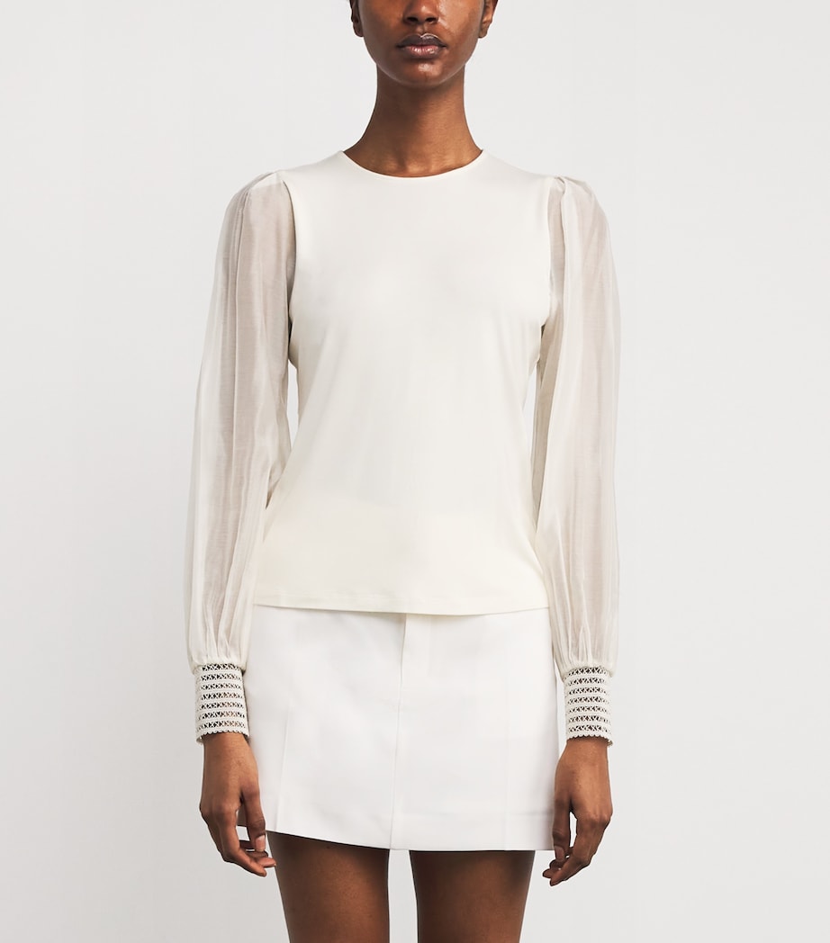 Jersey Ballon-Sleeve Blouse CREAM Image 3