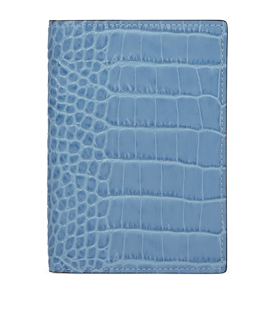 Smythson Leather Mara Passport Cover Nile Blue Image 1
