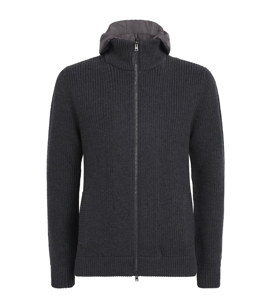 Herno Mens Virgin Wool Ribbed Hybrid Jacket Antracite Image 1