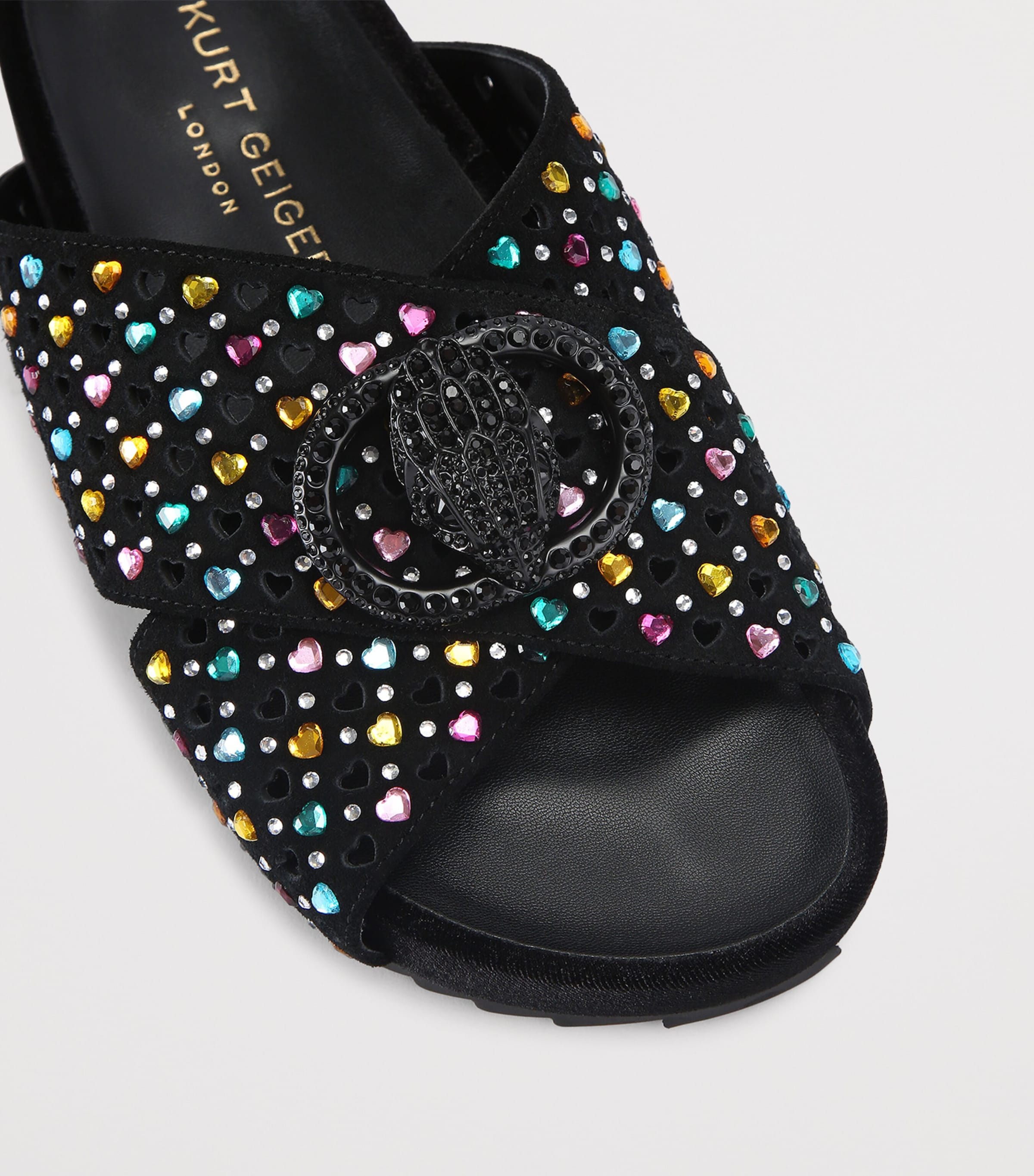 Suede Chelsea Cross-Strap Slides BLACK/COMB Image 3