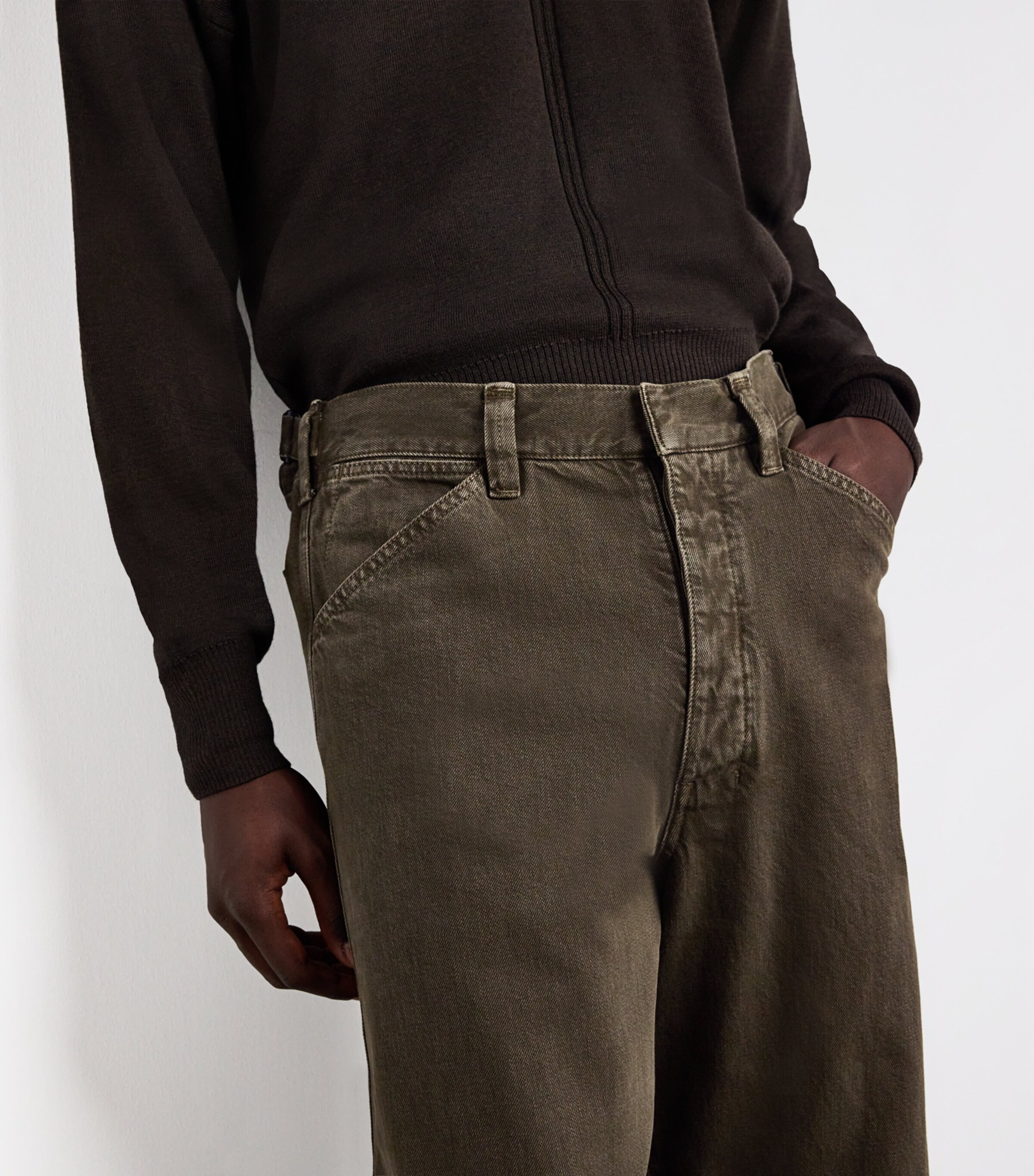 Lemaire Mens Cotton Maxi Workwear Trousers Moss Green Image 5