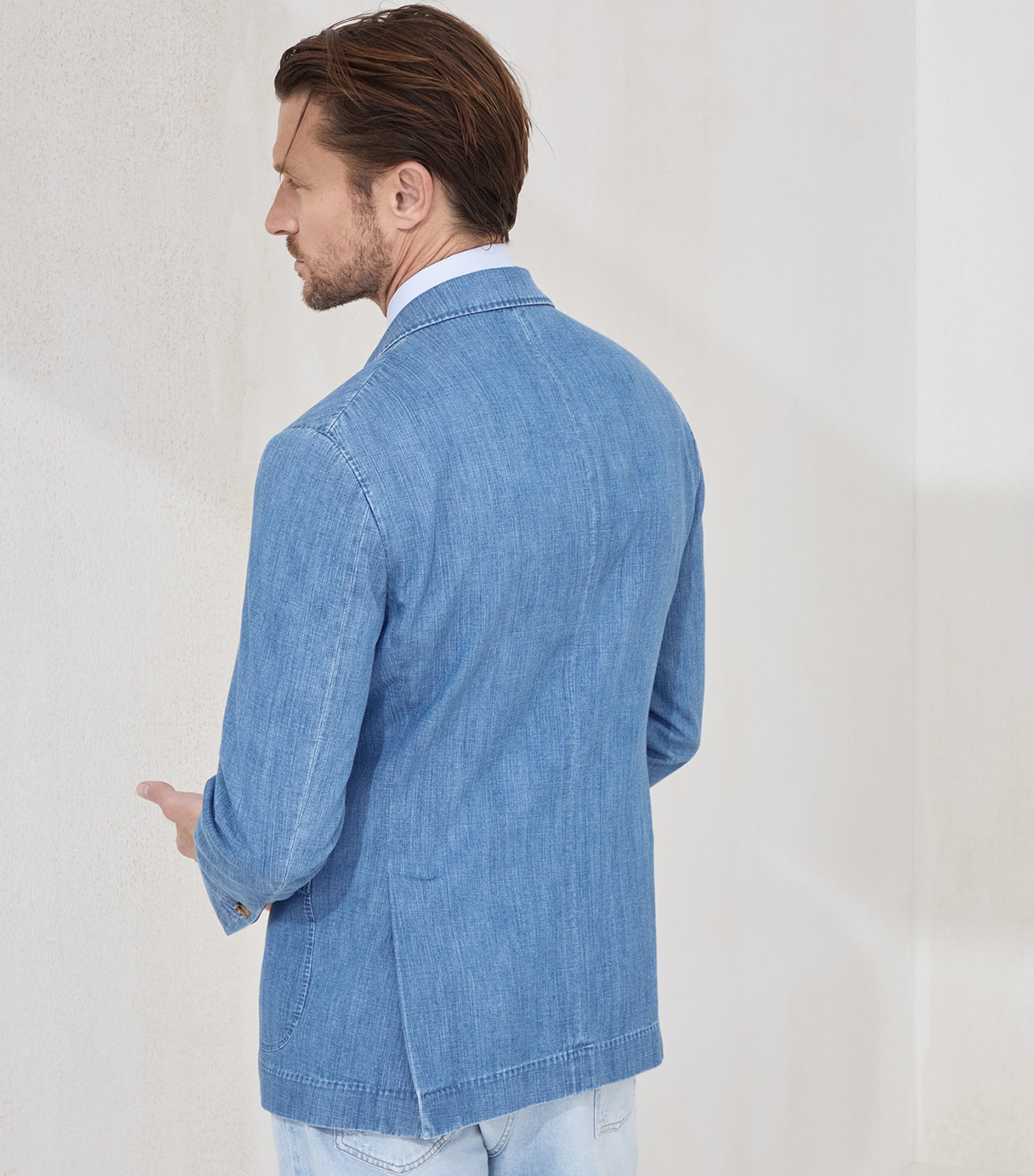Denim Double-Breasted Blazer C1470 Image 3
