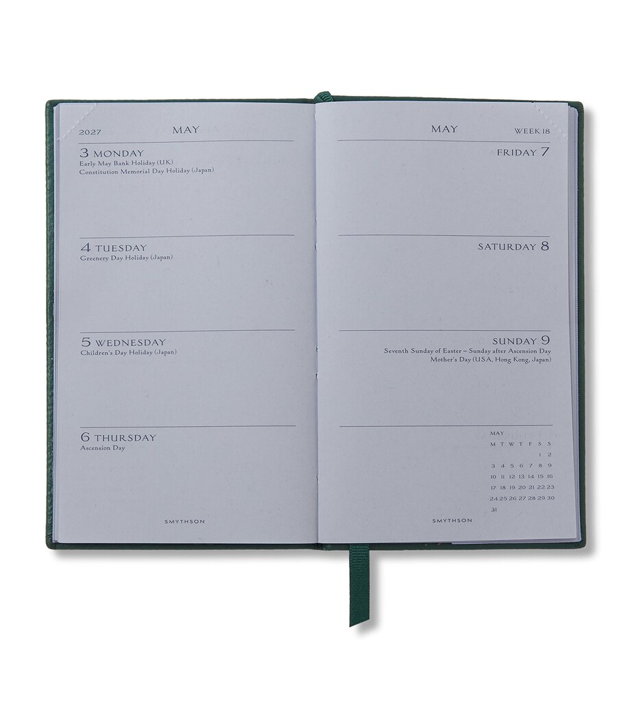 Smythson Leather Panama 2026/27 Diary F Green Image 2